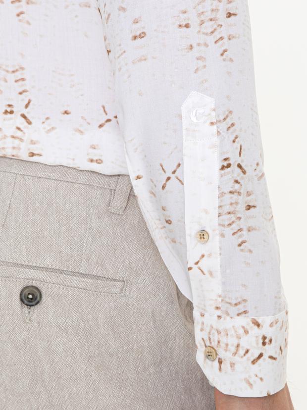 Bej Slim Fit Uzun Kollu Gömlek