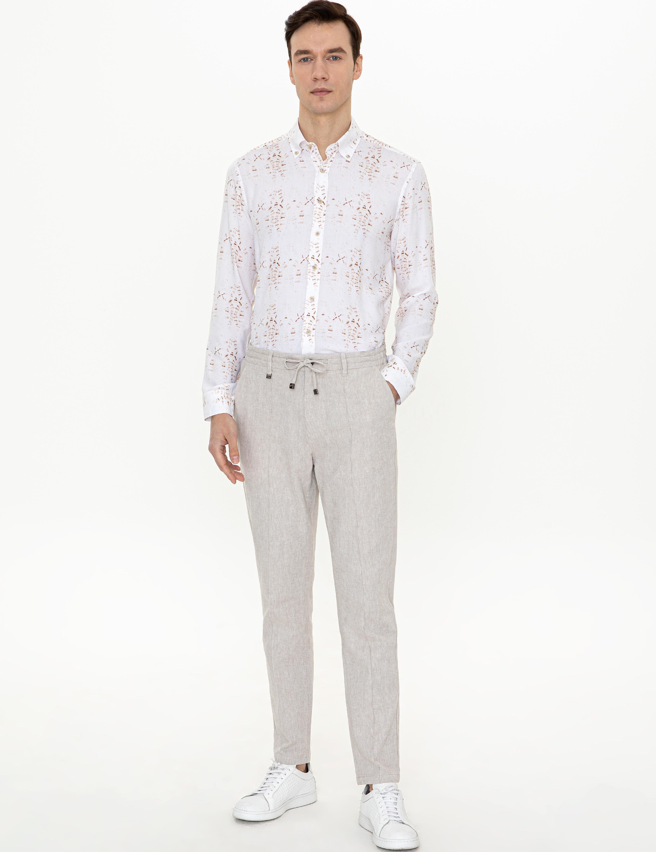 Bej Slim Fit Uzun Kollu Gömlek - 50247574035