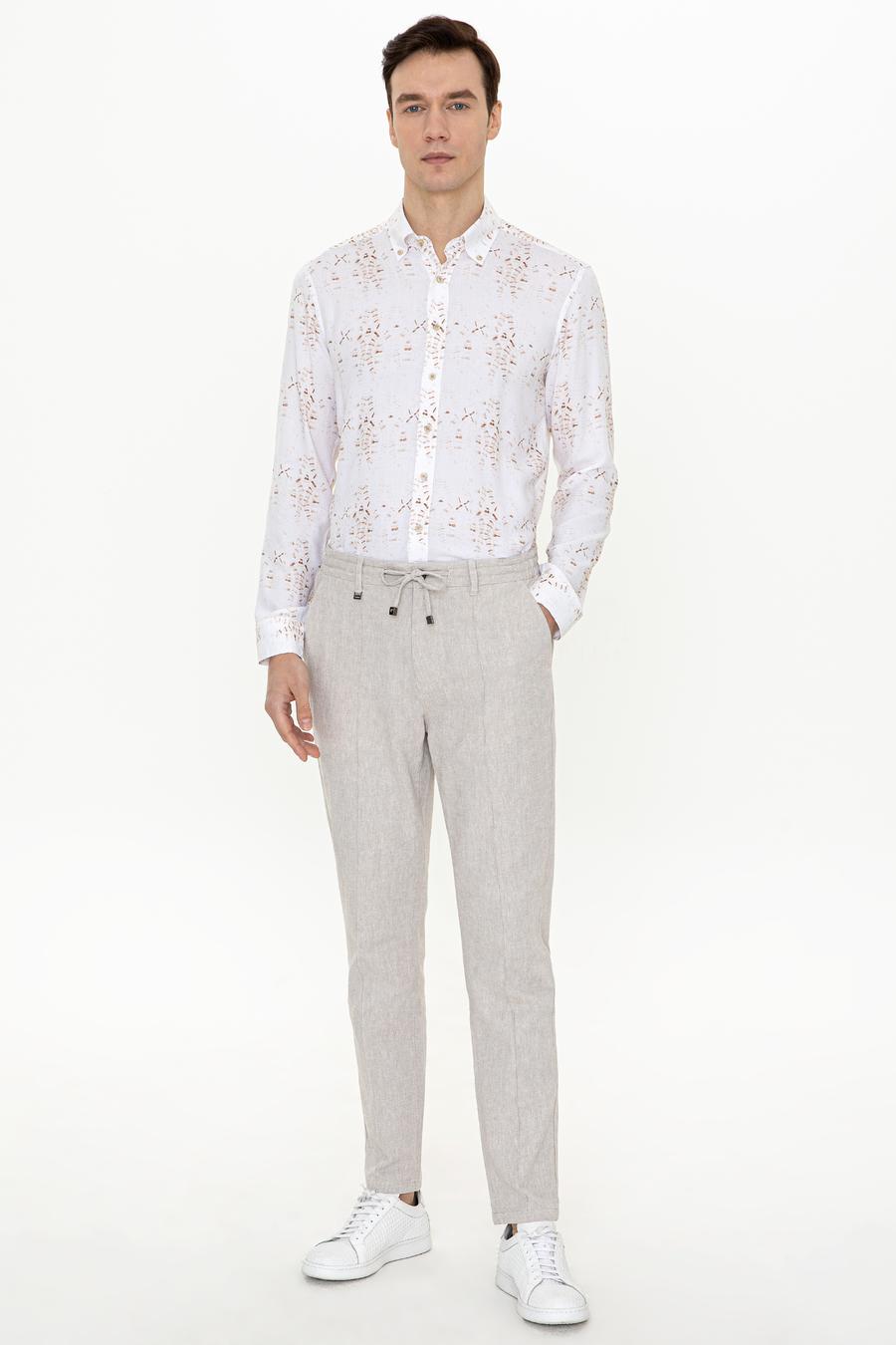 Bej Slim Fit Uzun Kollu Gömlek - 50247574035