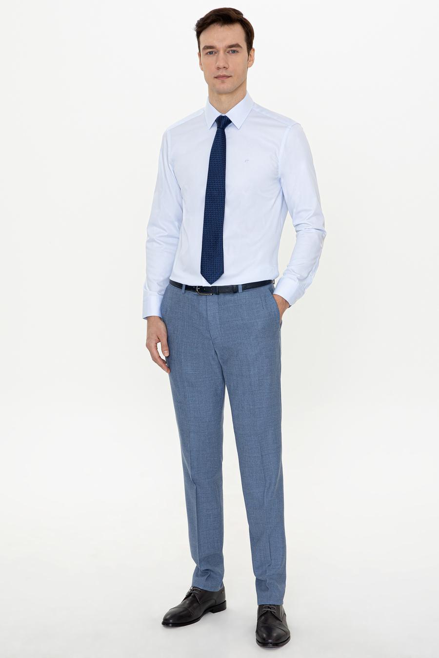 Açık Mavi Slim Fit %100 Pamuk Klasik Yaka  Basic Gömlek - 50250885020
