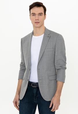 Gri Slim Fit Yün Ceket