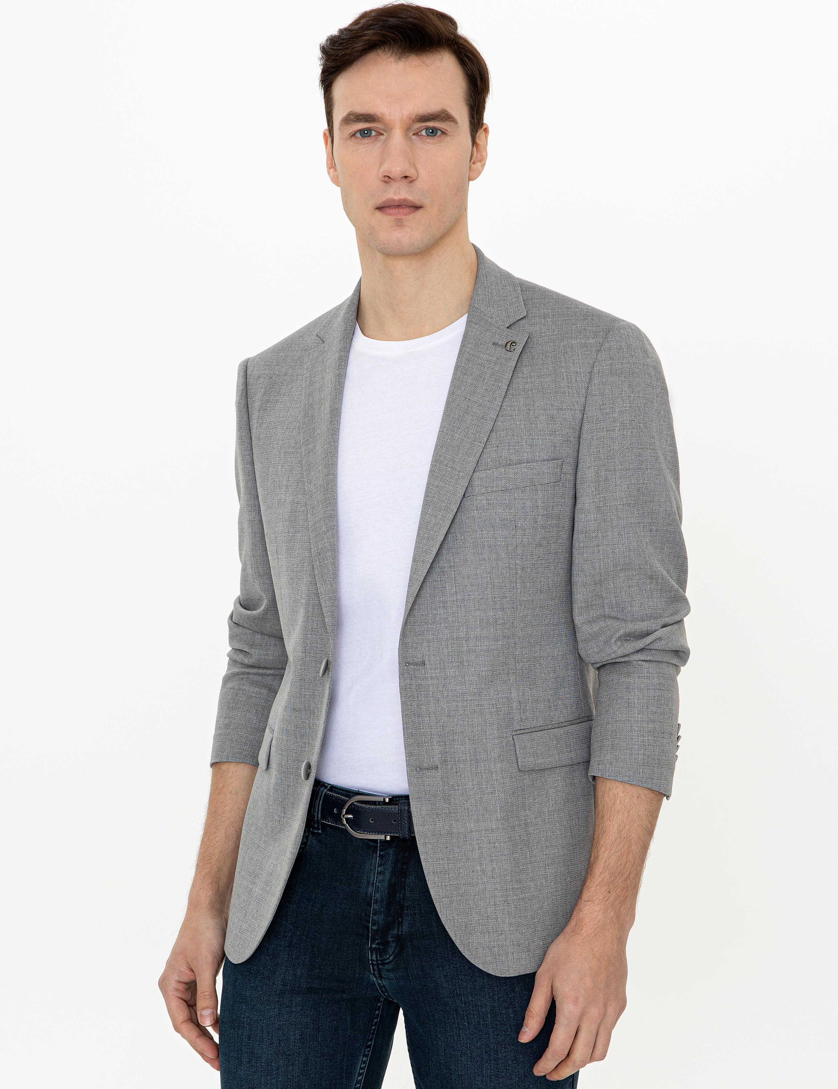 Gri Slim Fit Yün Ceket - 50250780008