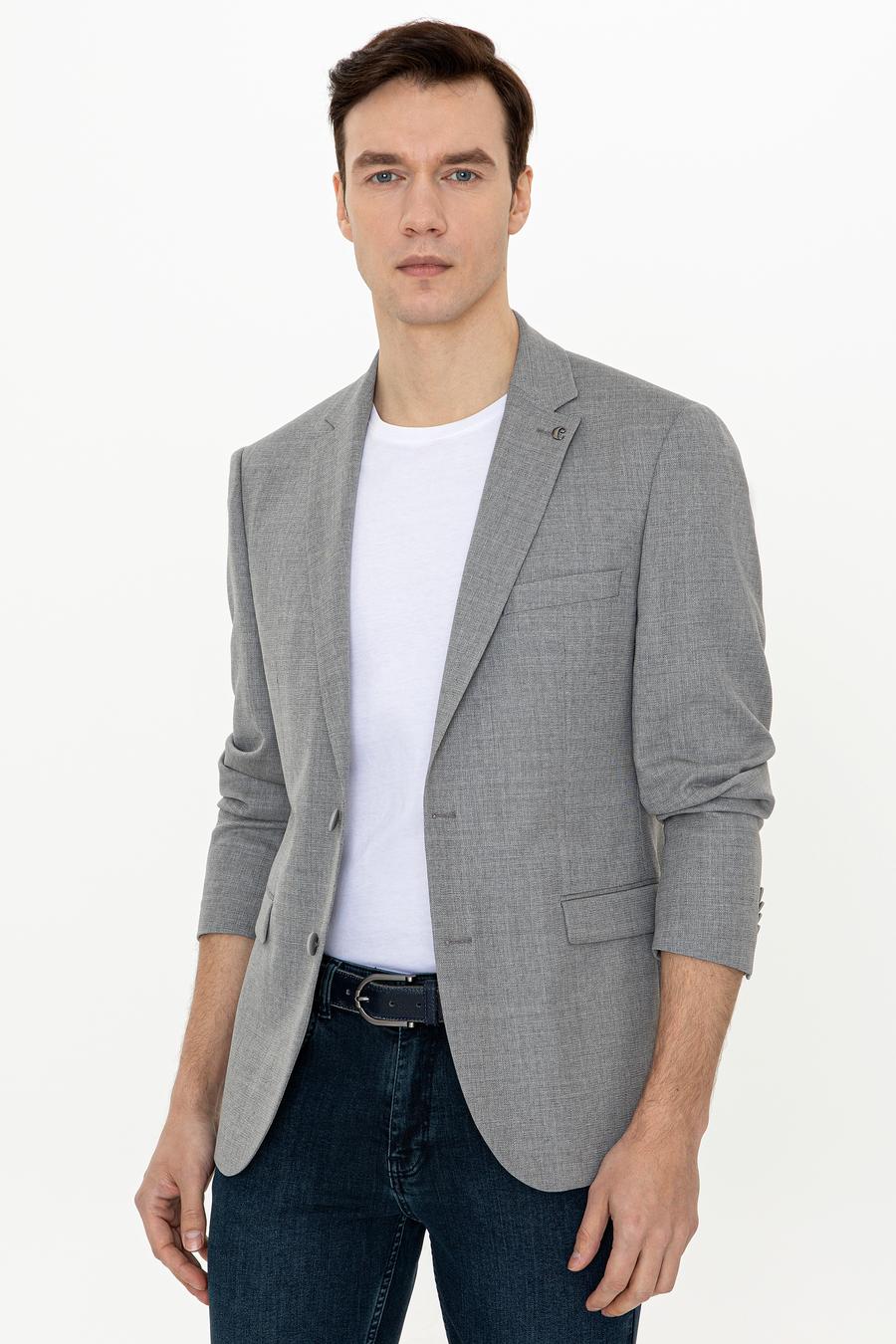Gri Slim Fit Yün Ceket - 50250780008