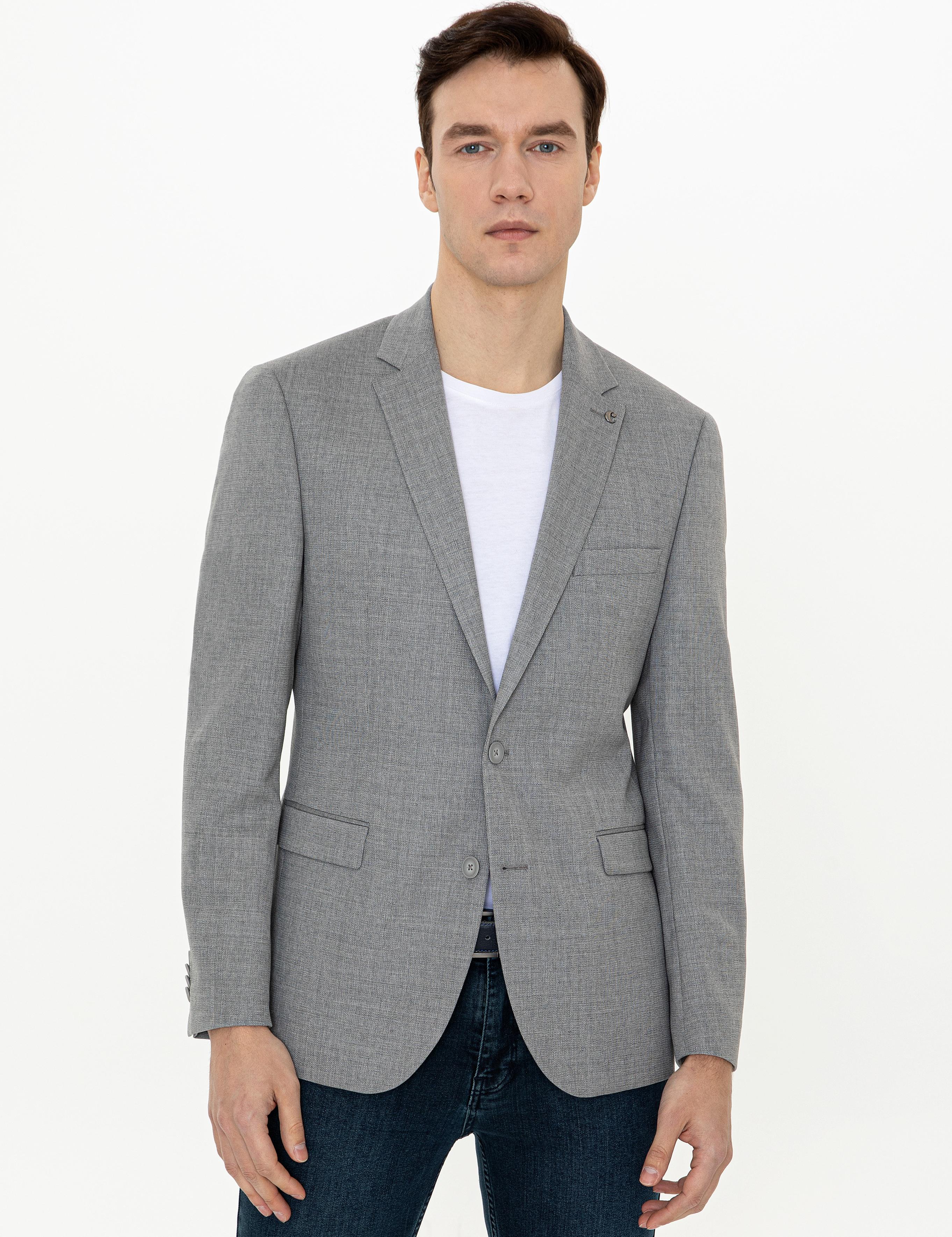 Gri Slim Fit Yün Ceket - 50250780008