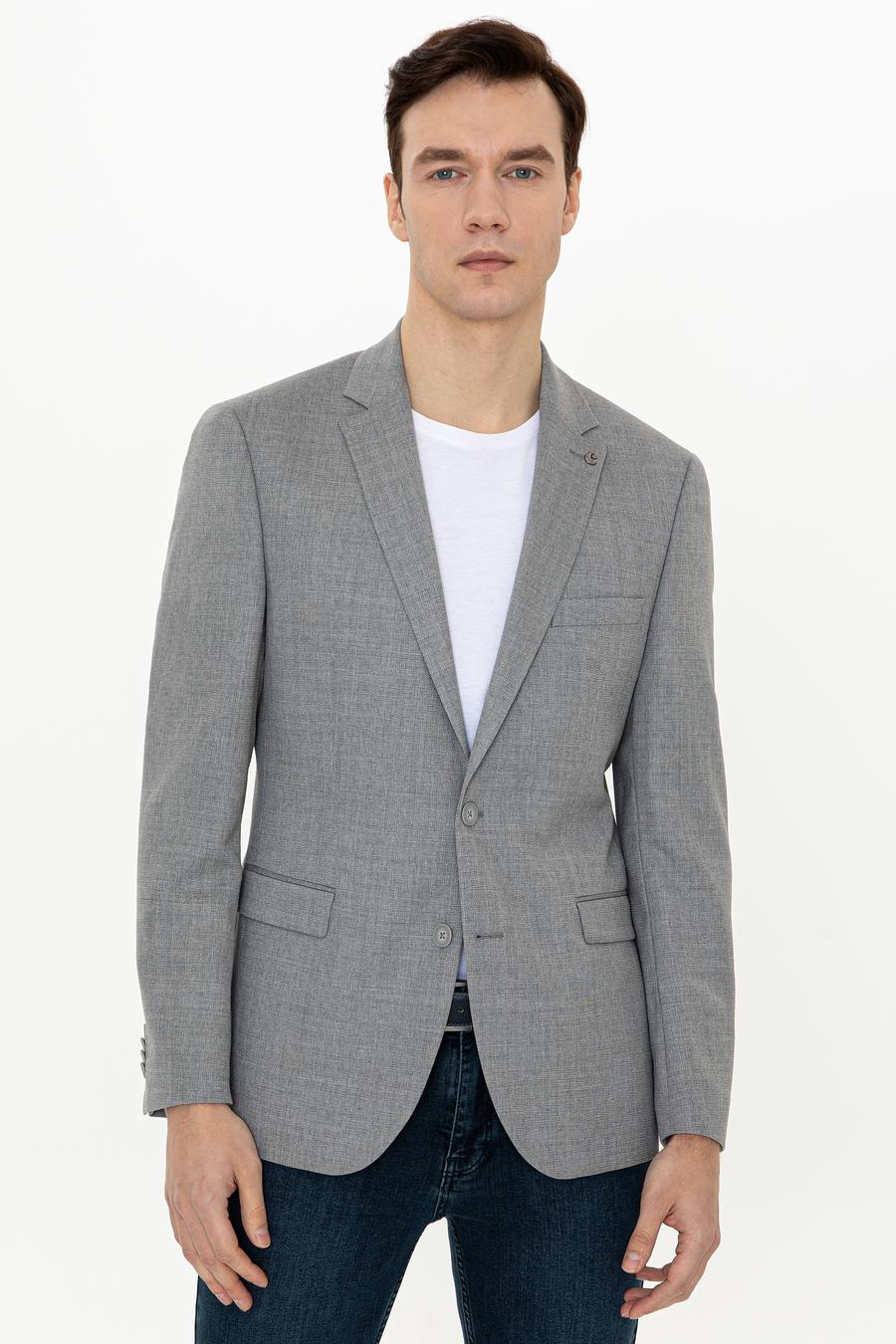 Gri Slim Fit Yün Ceket - 50250780008