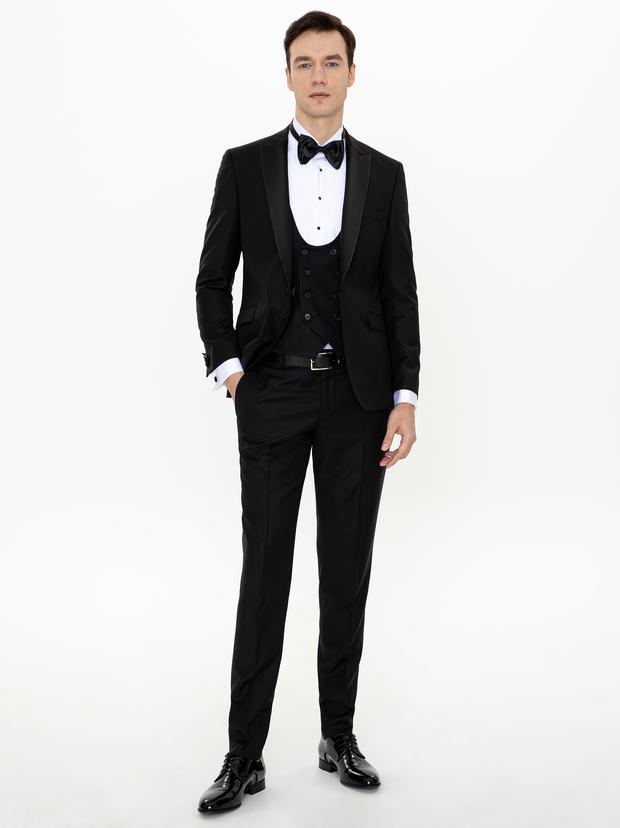 Siyah Ekstra Slim Fit Smokin Damatlık