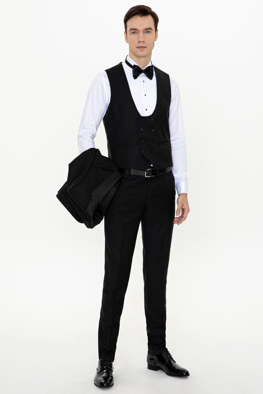 Siyah Ekstra Slim Fit Smokin Damatlık - 50250819047