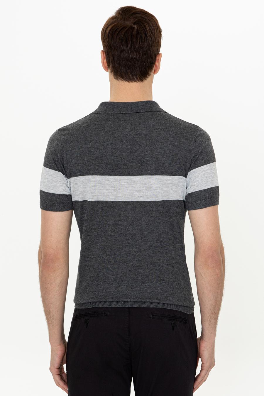 Gri Slim Fit Polo Yaka Triko T-Shirt - 50247015125