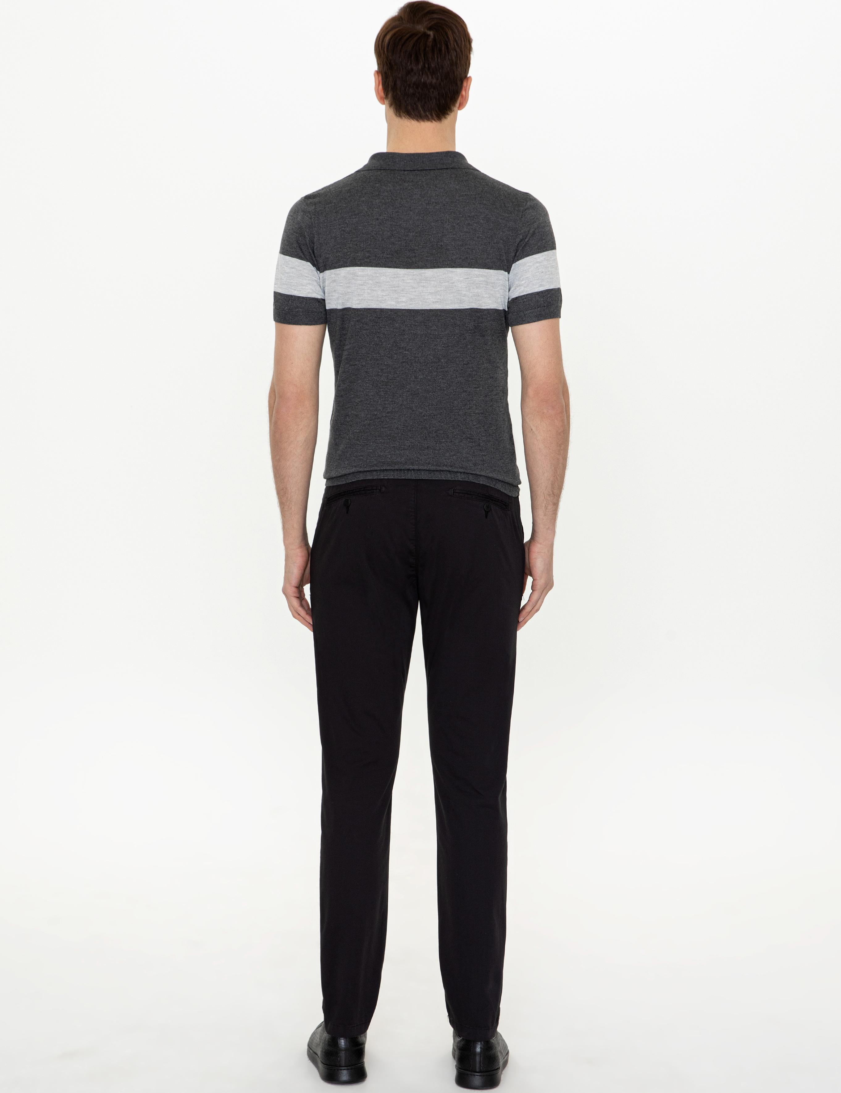 Siyah Slim Fit Kanvas Pantolon - 50248787008