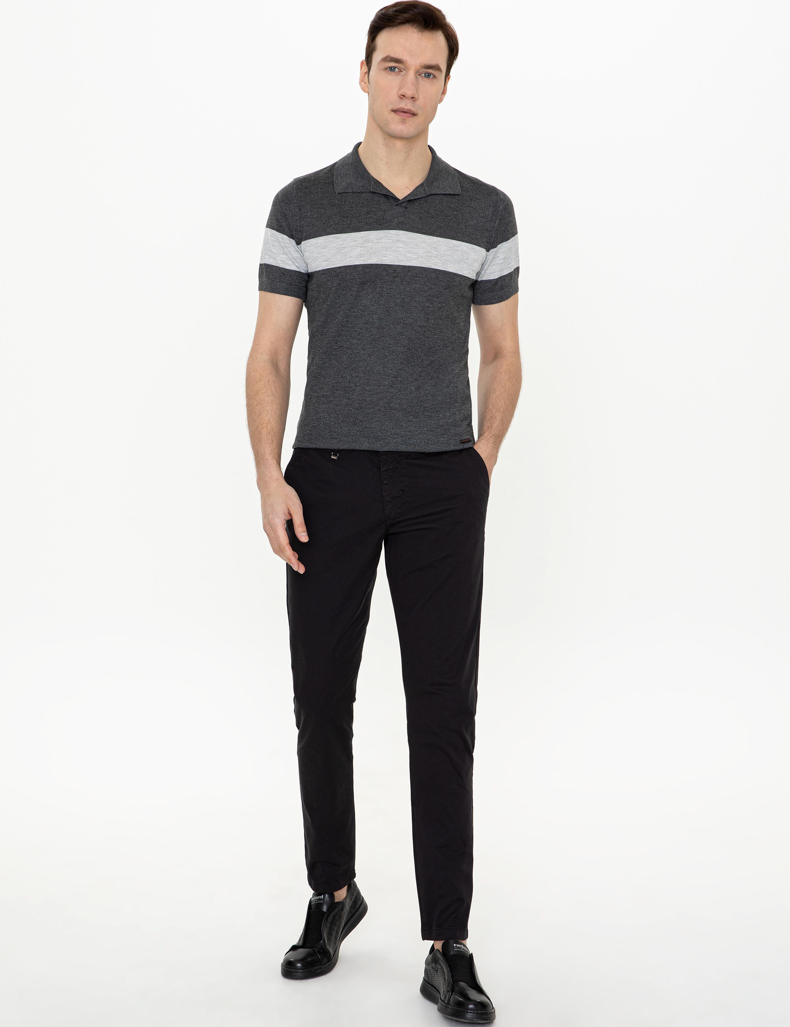 Siyah Slim Fit Kanvas Pantolon - 50248787008