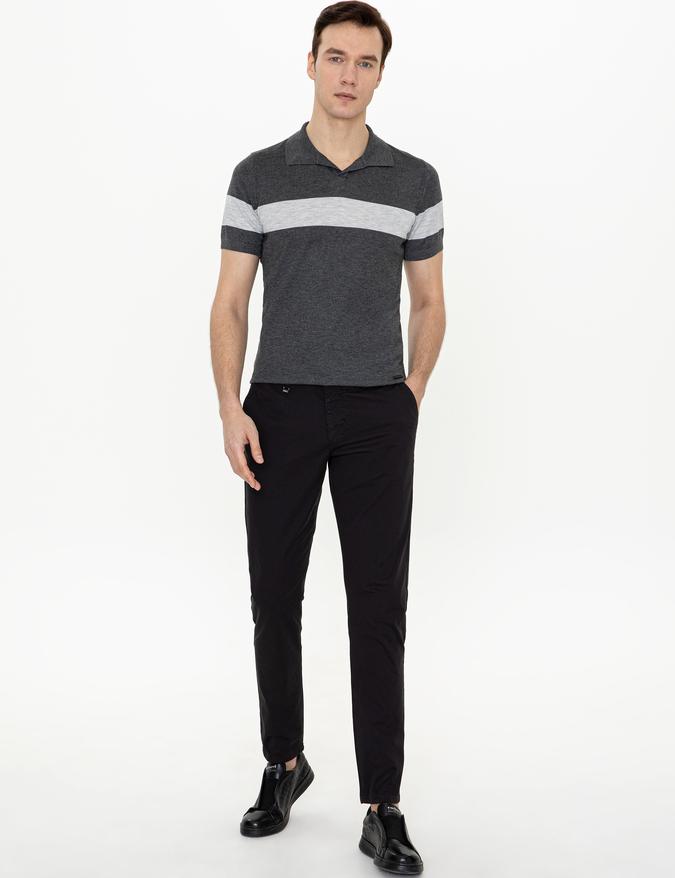 Siyah Slim Fit Kanvas Pantolon