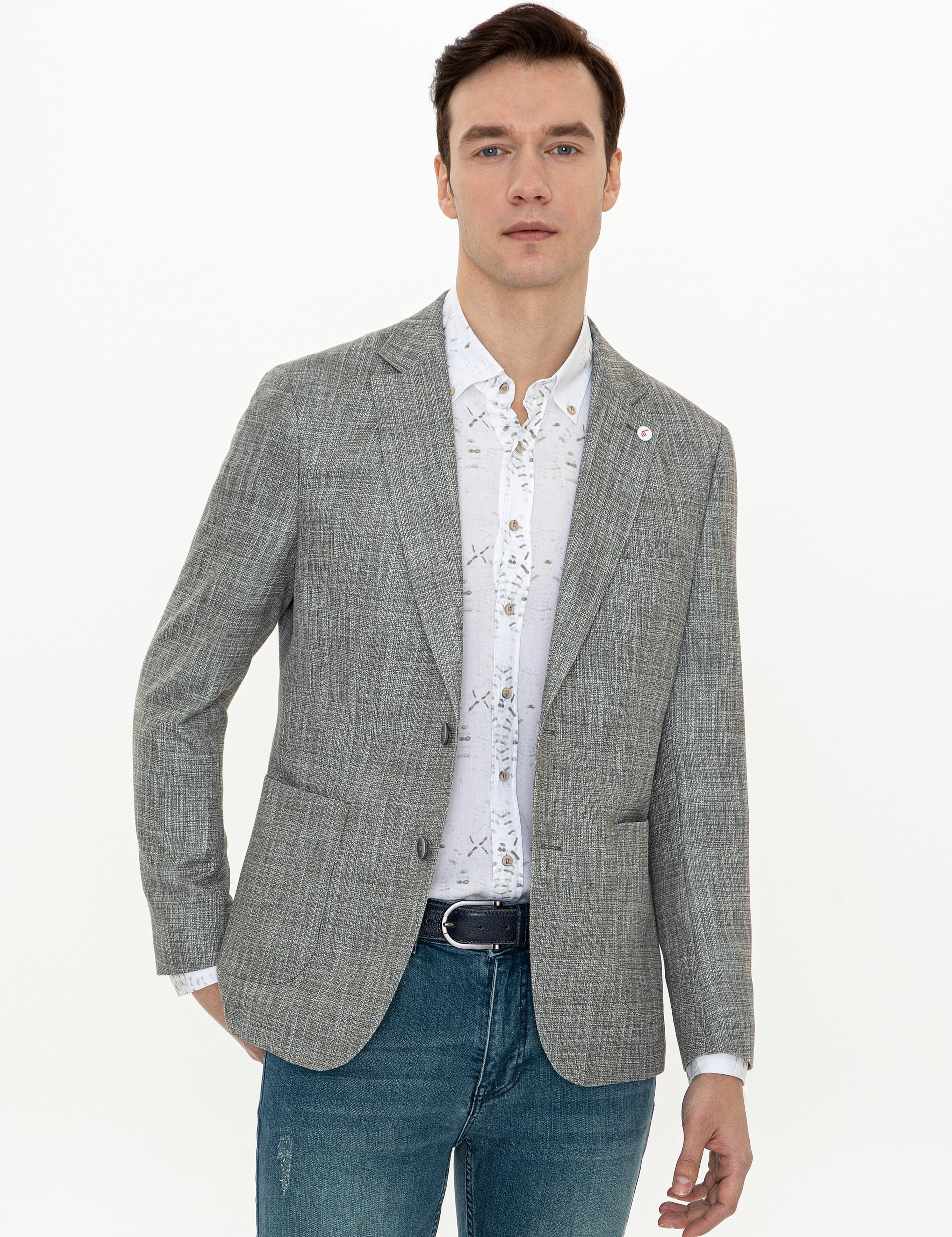 Yeşil Ekstra Slim Fit Spor Ceket - 50248782107