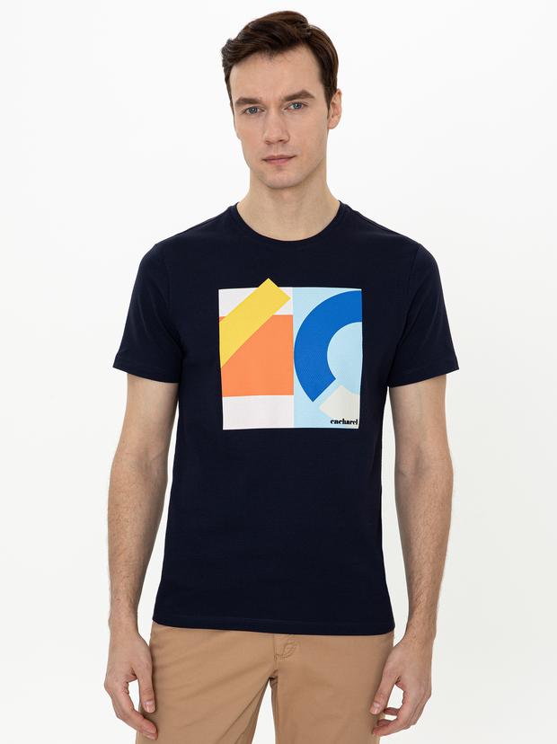 Lacivert Bisiklet Yaka Slim Fit T-Shirt