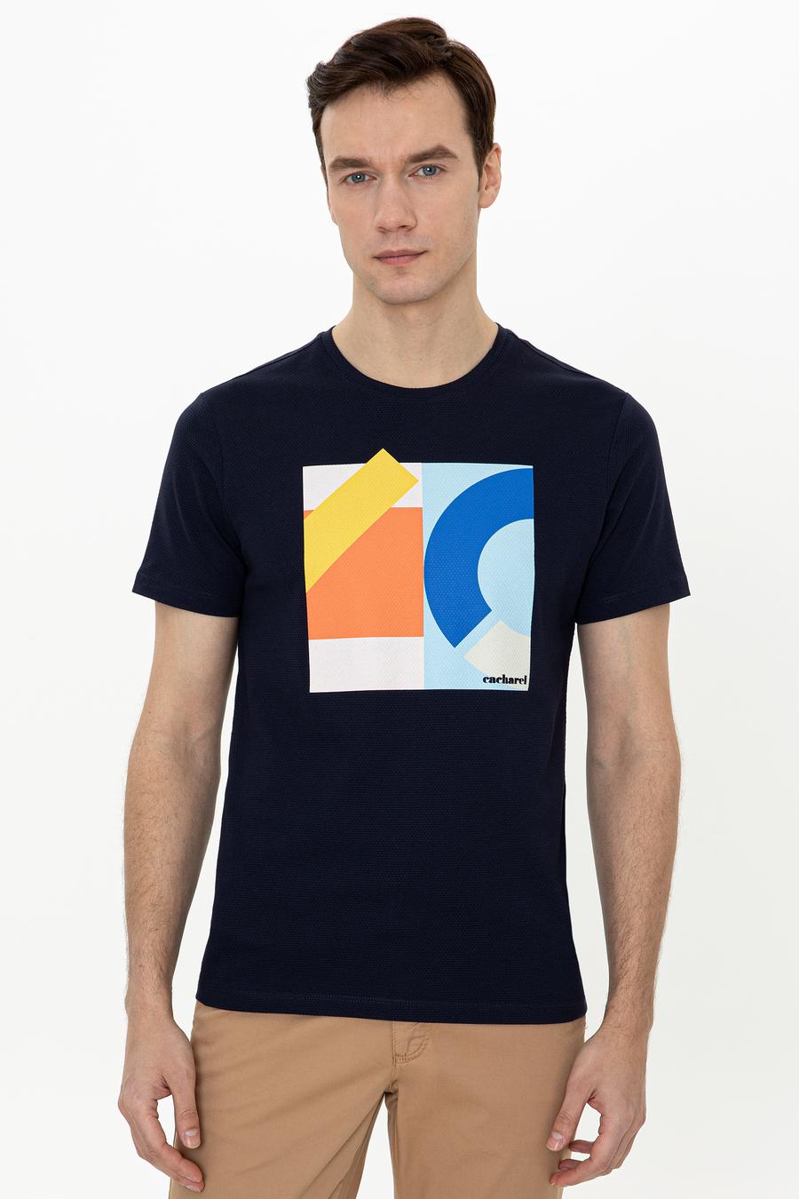 Lacivert Bisiklet Yaka Slim Fit T-Shirt - 50247417002