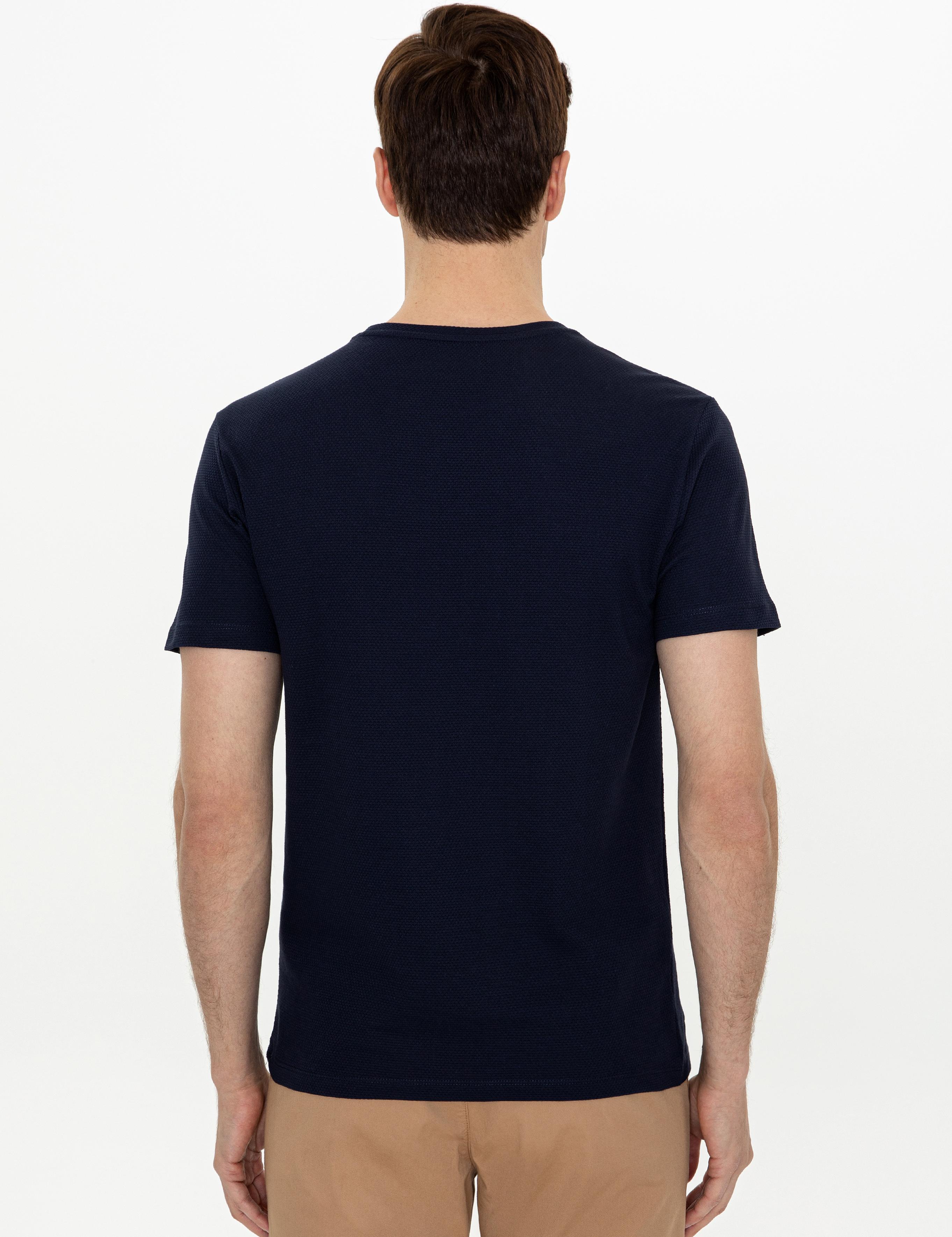 Lacivert Bisiklet Yaka Slim Fit T-Shirt - 50247417002