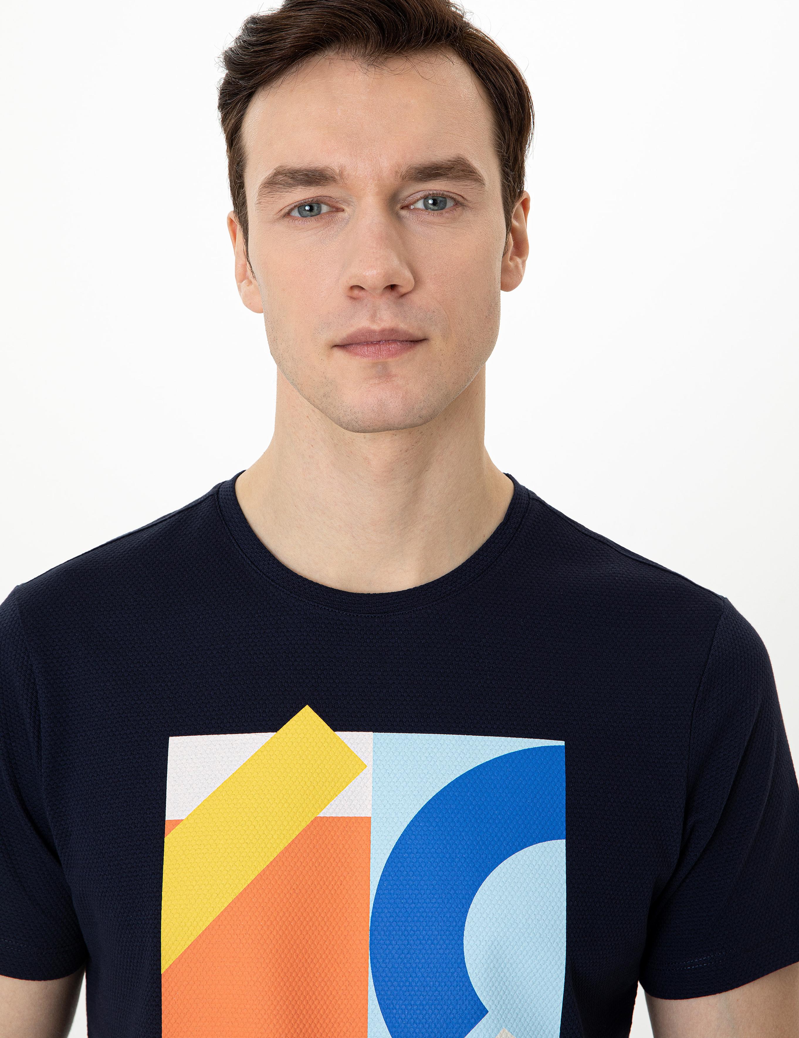 Lacivert Bisiklet Yaka Slim Fit T-Shirt - 50247417002