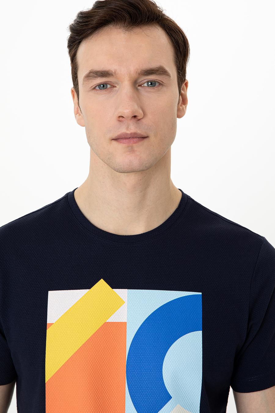 Lacivert Bisiklet Yaka Slim Fit T-Shirt - 50247417002