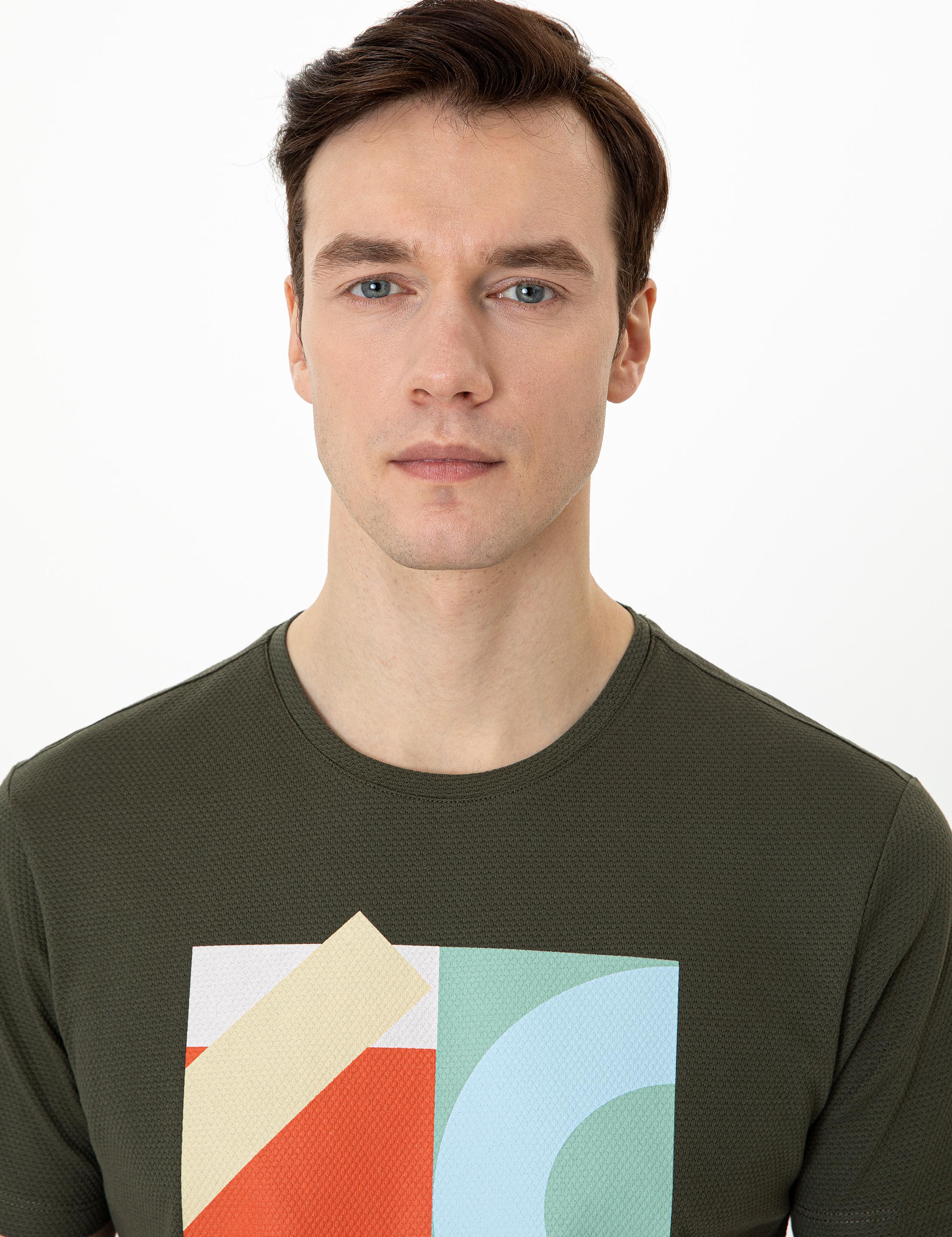 Haki Bisiklet Yaka Slim Fit T-Shirt - 50247417035