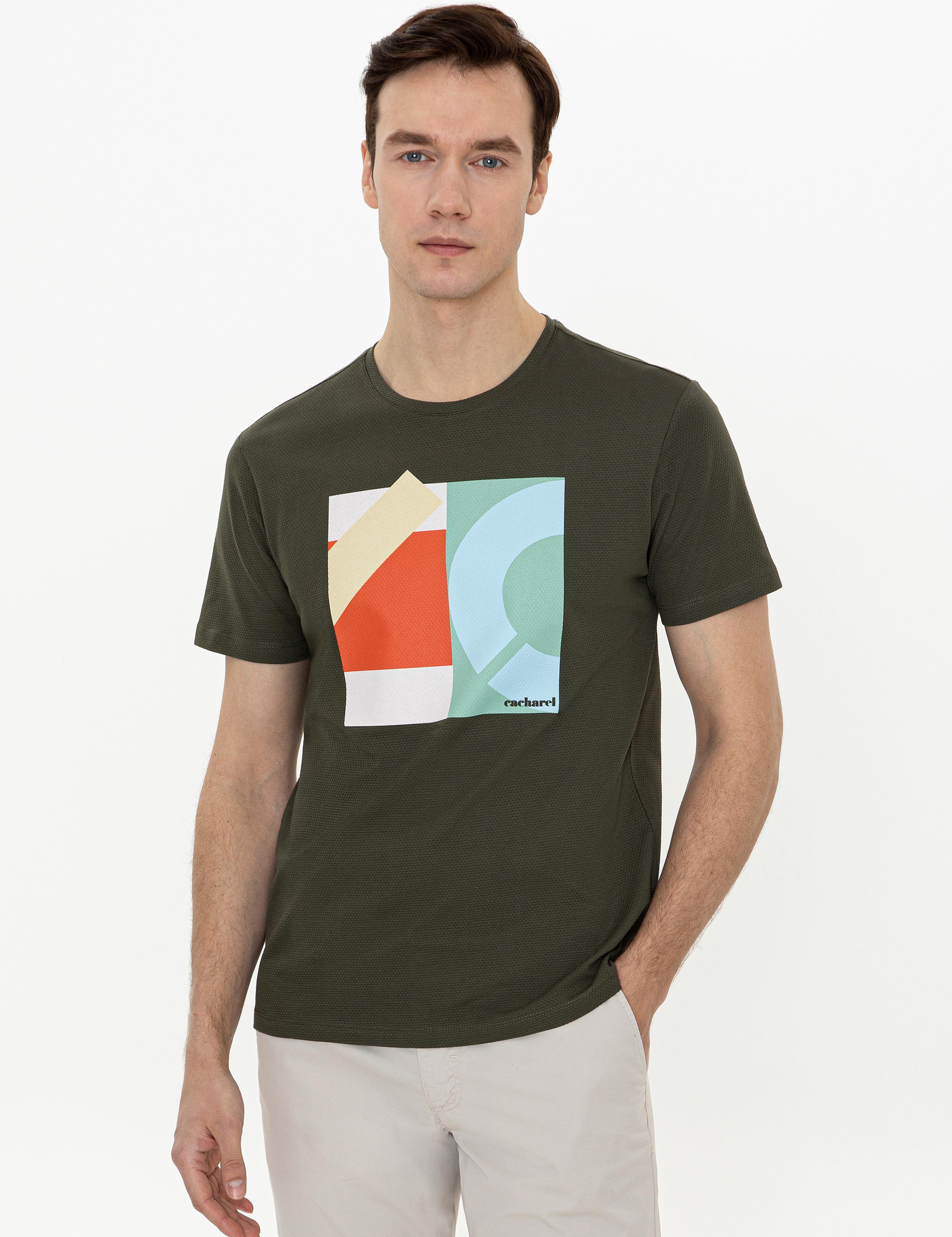 Haki Bisiklet Yaka Slim Fit T-Shirt - 50247417035