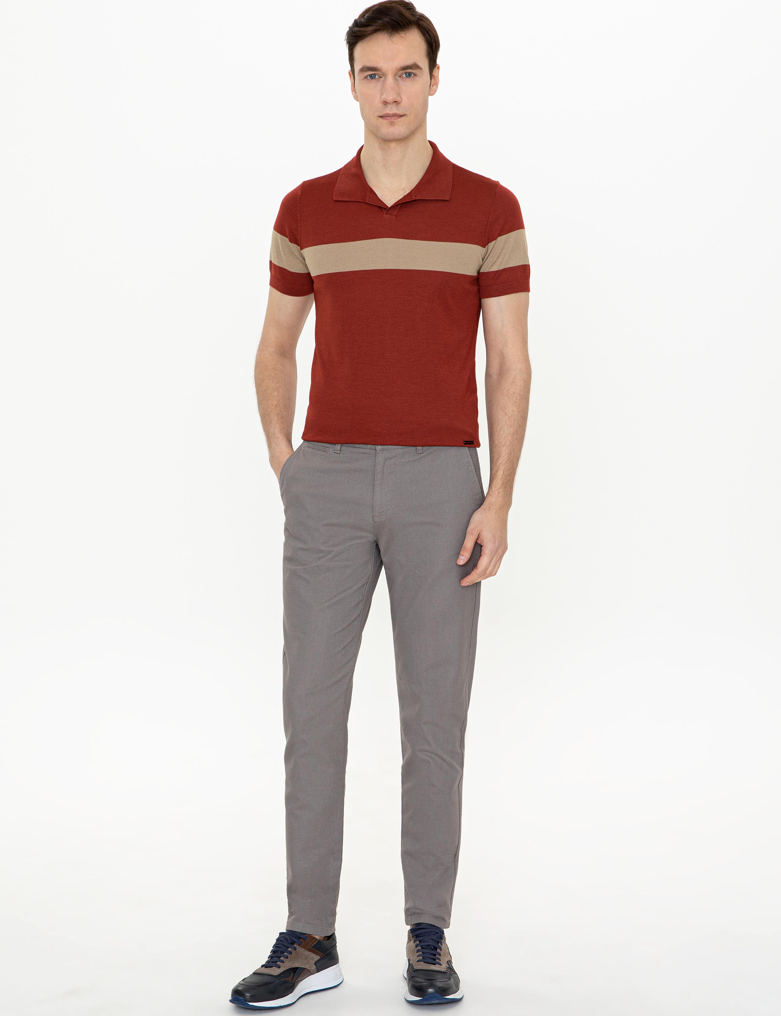 Kiremit Slim Fit Polo Yaka Triko T-Shirt - 50247015036