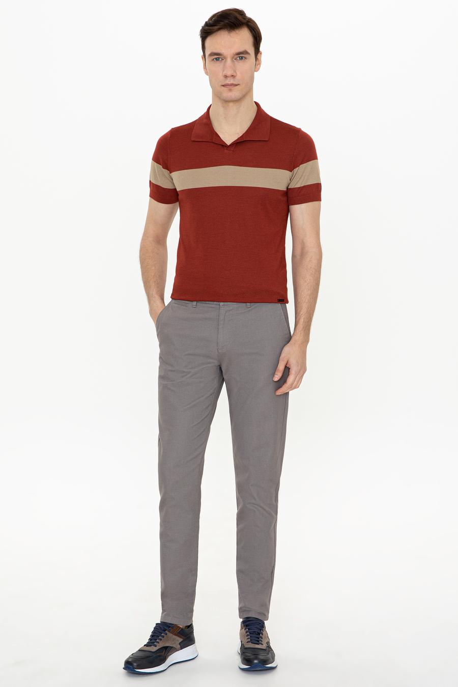 Kiremit Slim Fit Polo Yaka Triko T-Shirt - 50247015036