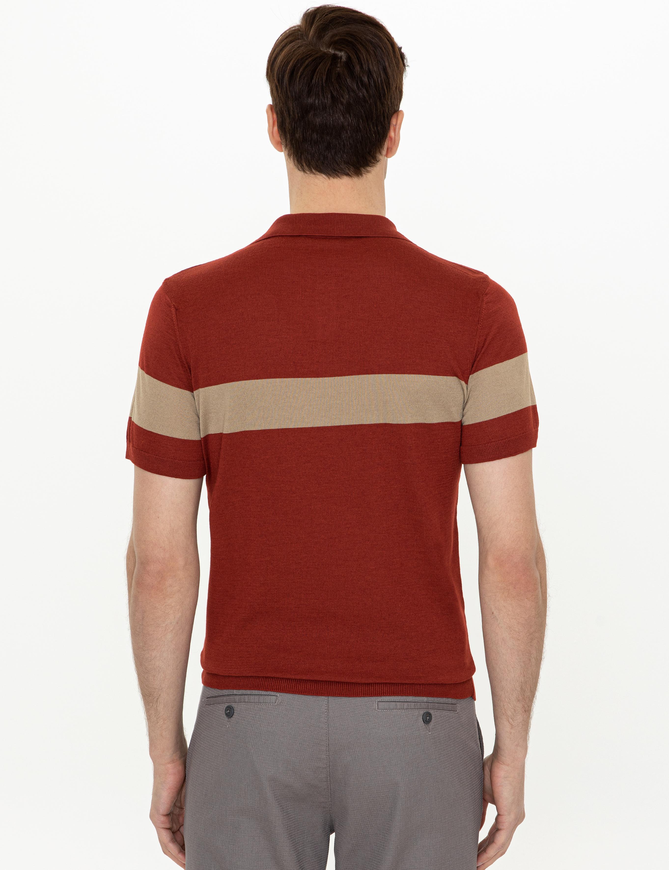 Kiremit Slim Fit Polo Yaka Triko T-Shirt - 50247015036