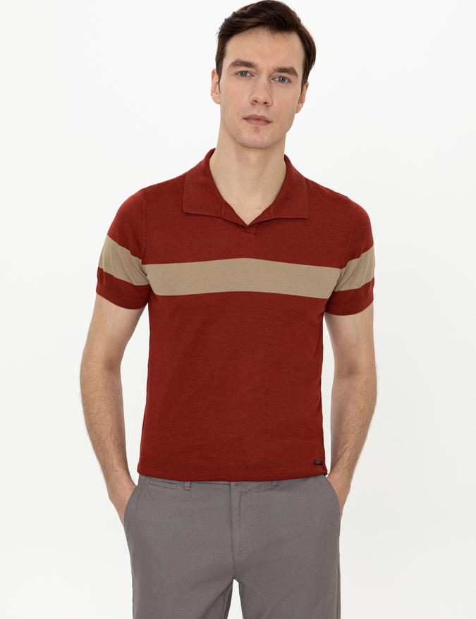 Kiremit Slim Fit Polo Yaka Triko T-Shirt
