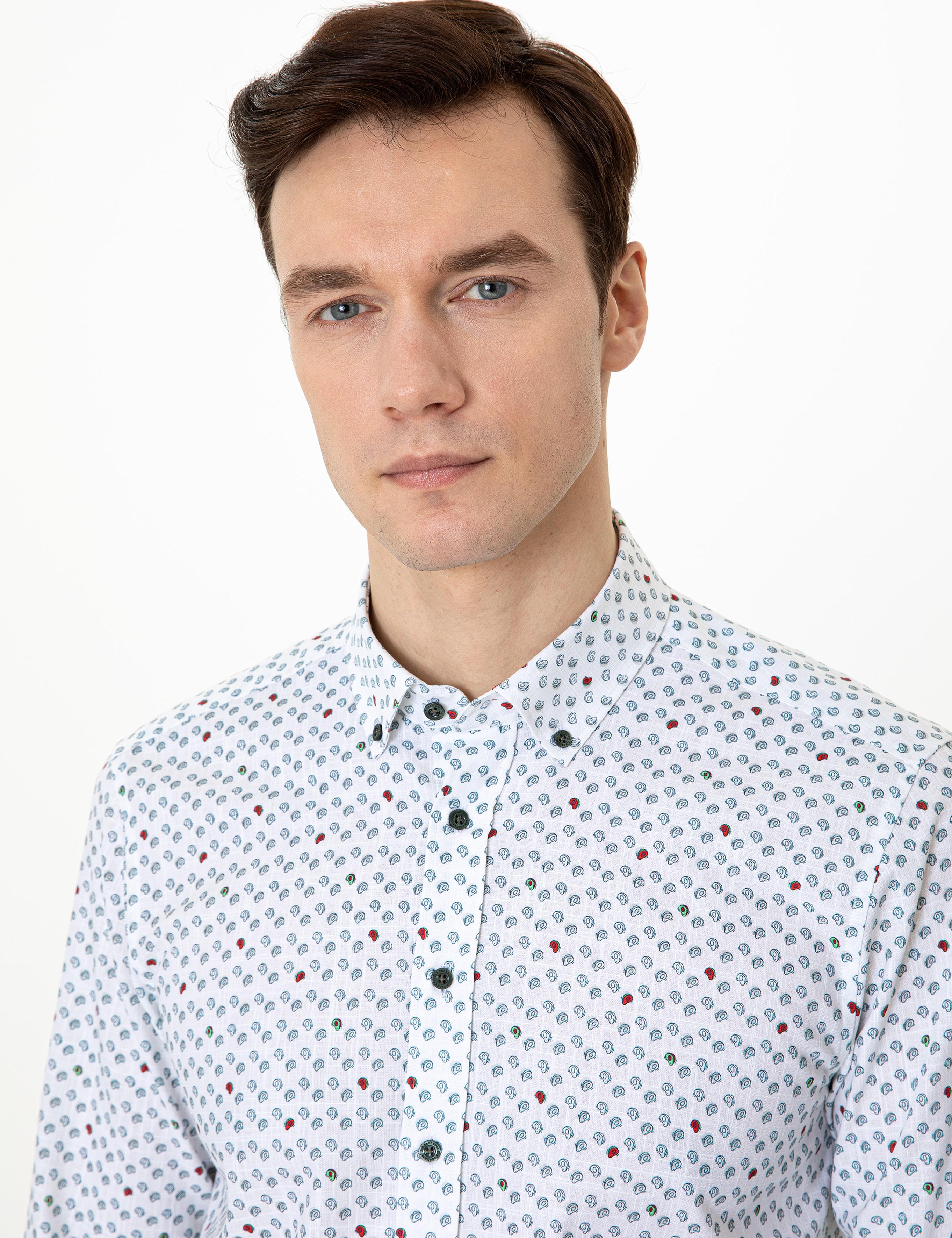Yeşil Slim Fit Uzun Kollu Gömlek - 50247572026