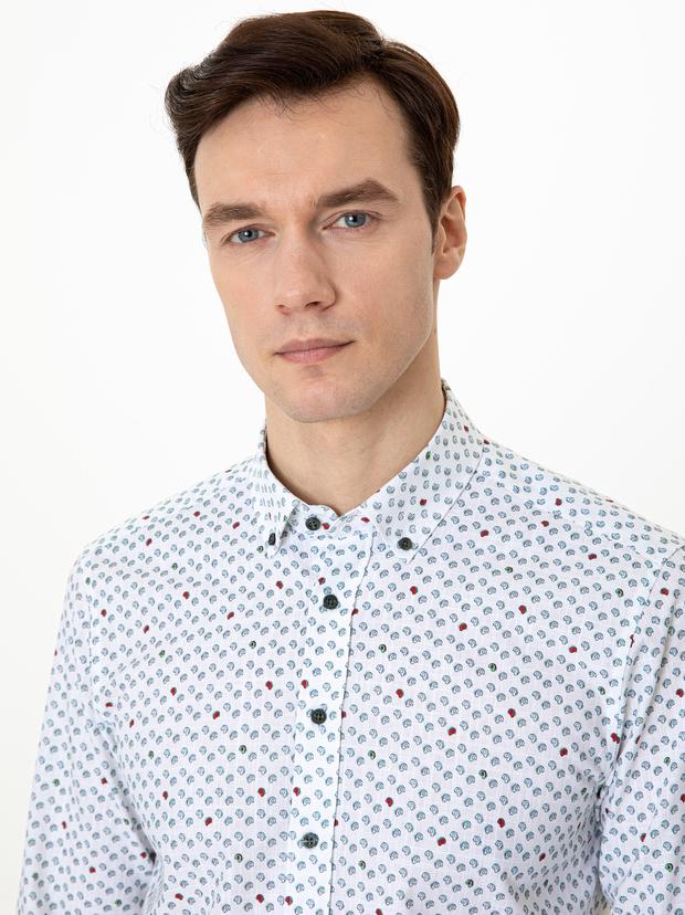 Yeşil Slim Fit Uzun Kollu Gömlek