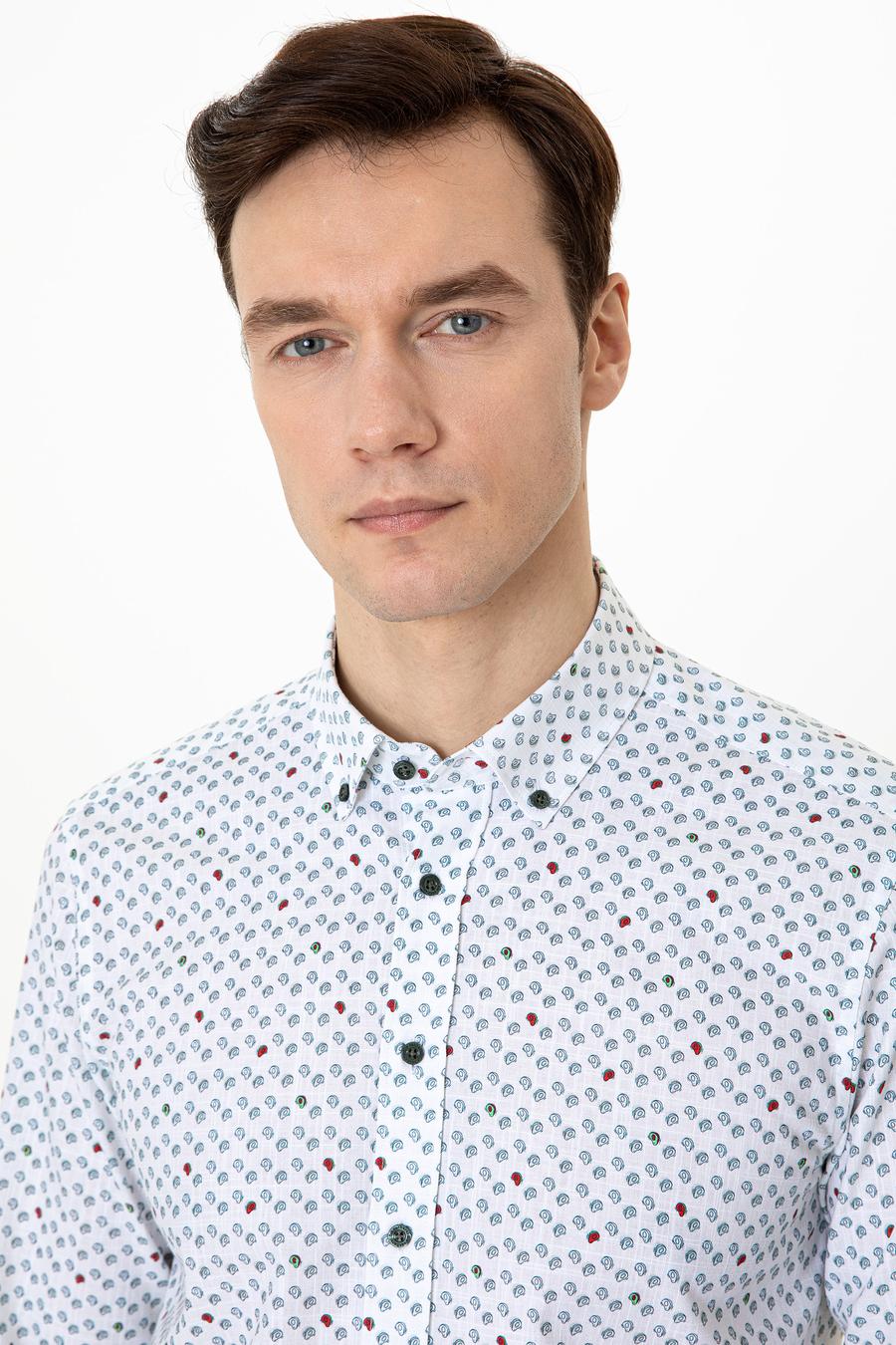 Yeşil Slim Fit Uzun Kollu Gömlek - 50247572026