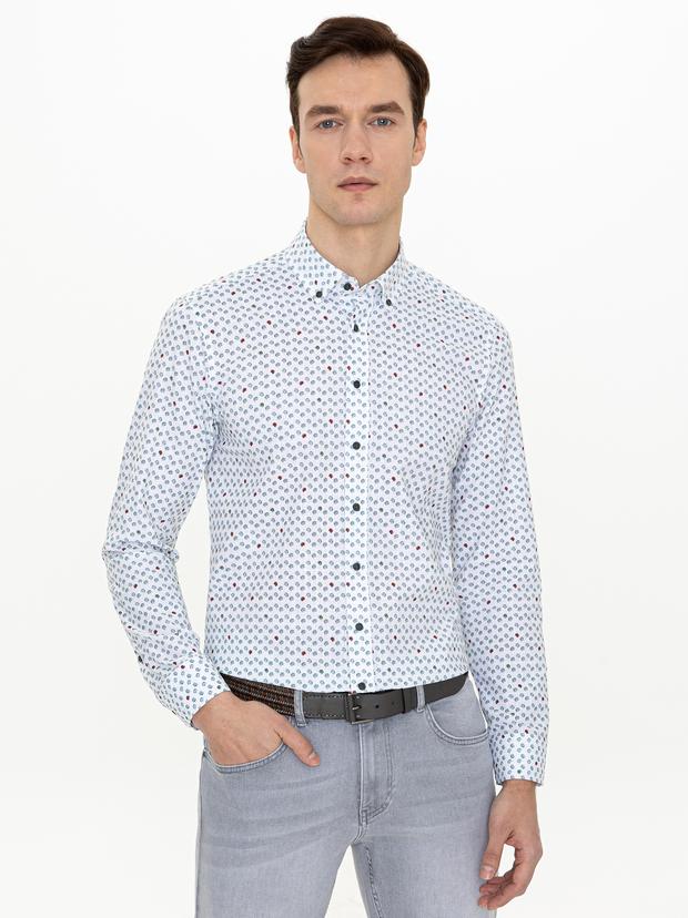 Yeşil Slim Fit Uzun Kollu Gömlek