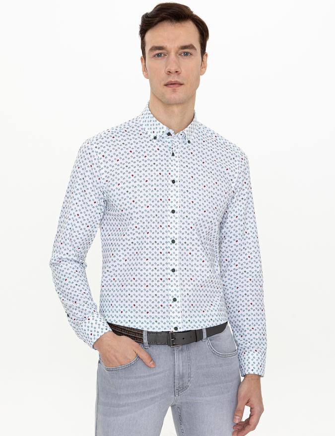 Yeşil Slim Fit Uzun Kollu Gömlek