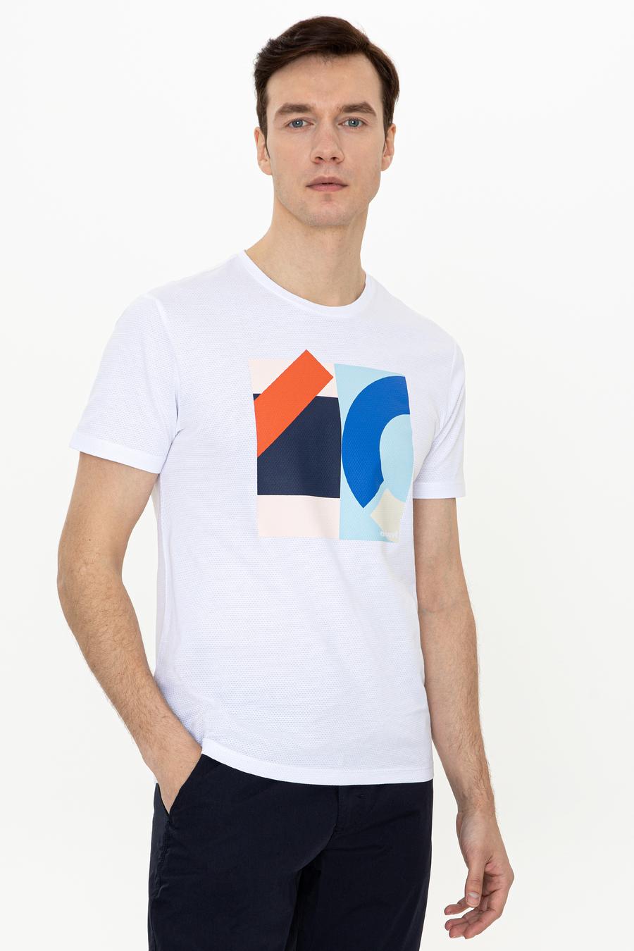 Beyaz Bisiklet Yaka Slim Fit T-Shirt - 50247417009