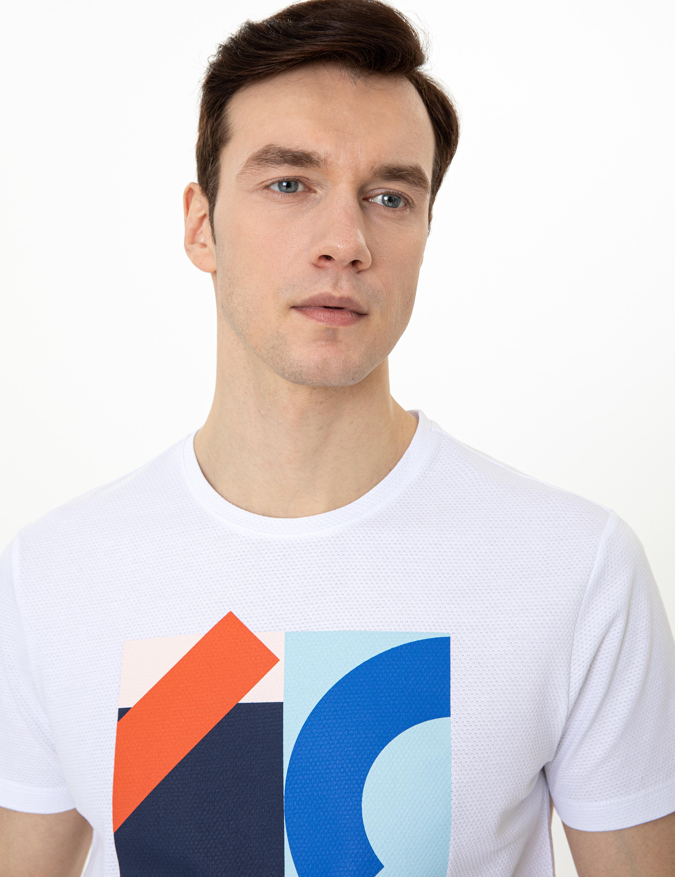 Beyaz Bisiklet Yaka Slim Fit T-Shirt - 50247417009