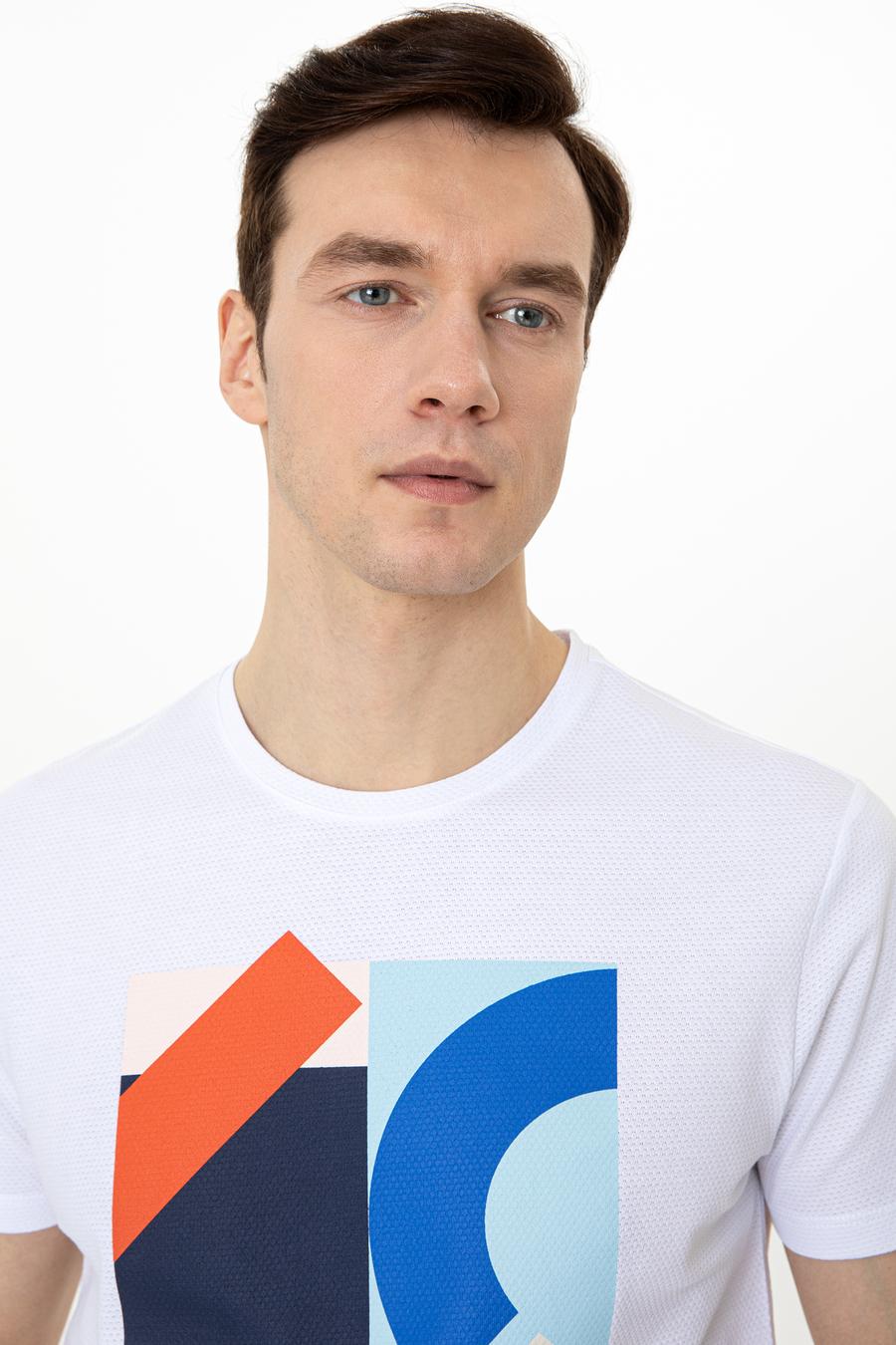 Beyaz Bisiklet Yaka Slim Fit T-Shirt - 50247417009
