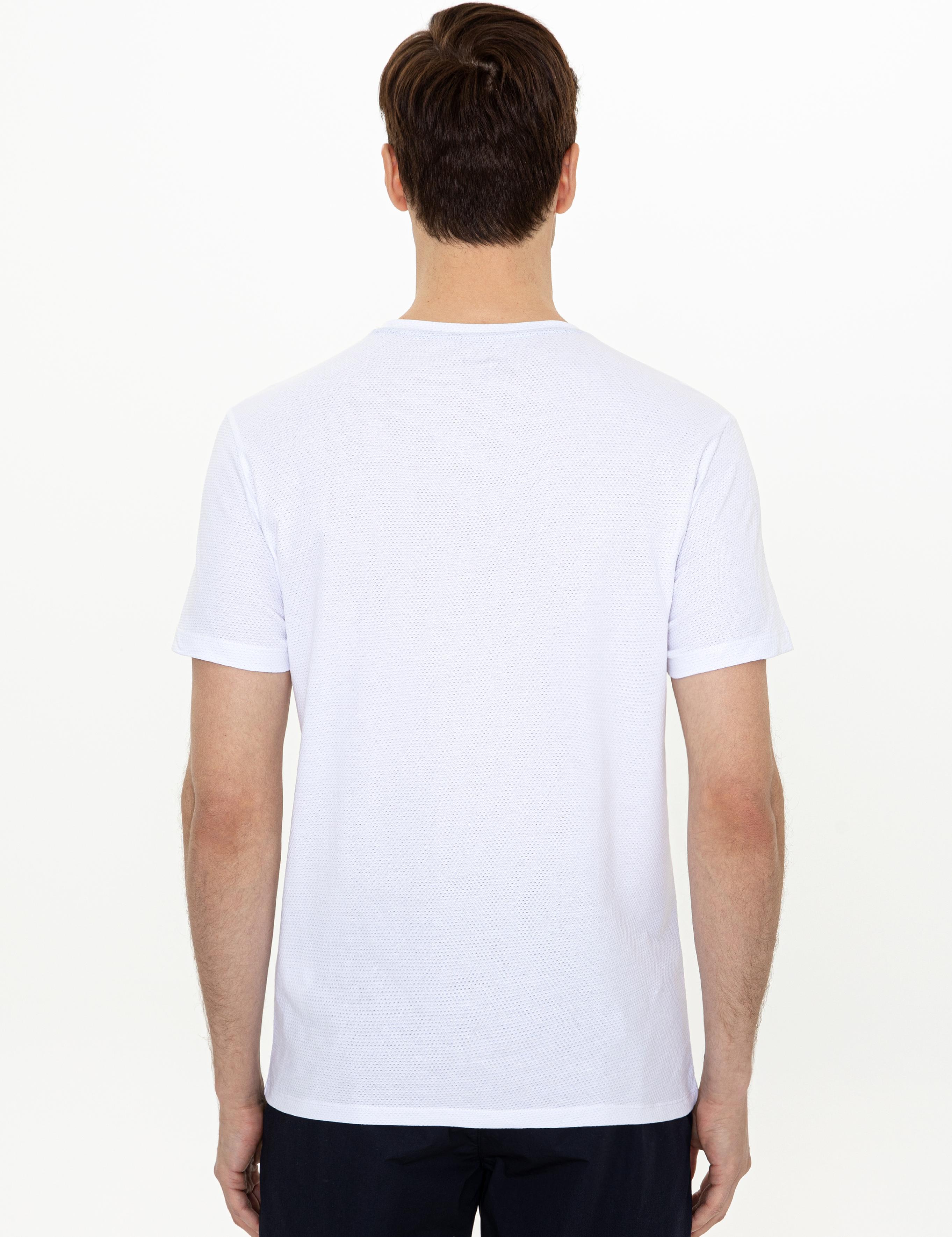 Beyaz Bisiklet Yaka Slim Fit T-Shirt - 50247417009