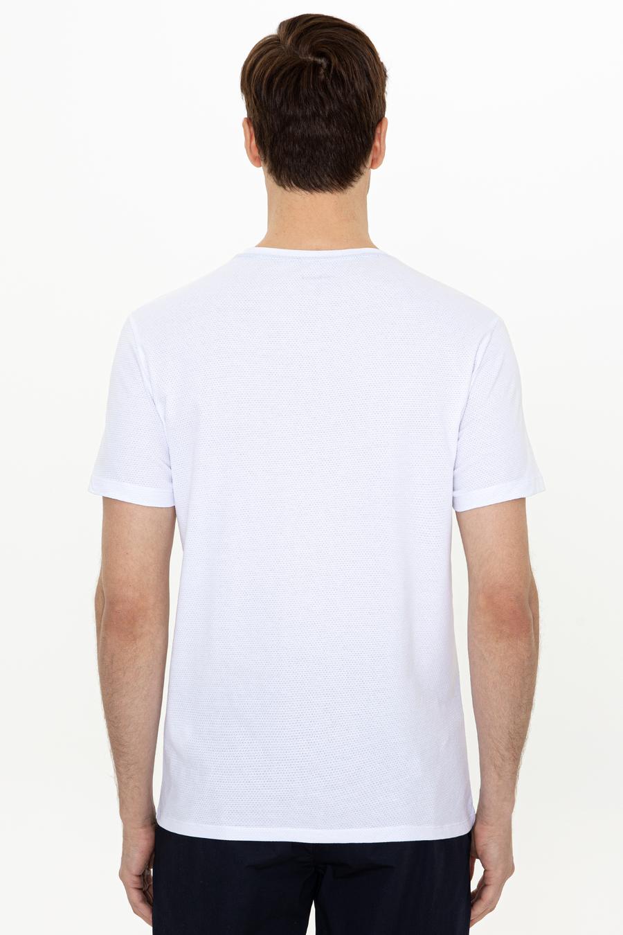 Beyaz Bisiklet Yaka Slim Fit T-Shirt - 50247417009