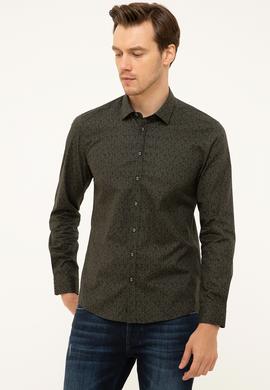 Haki Slim Fit Uzun Kollu Gömlek
