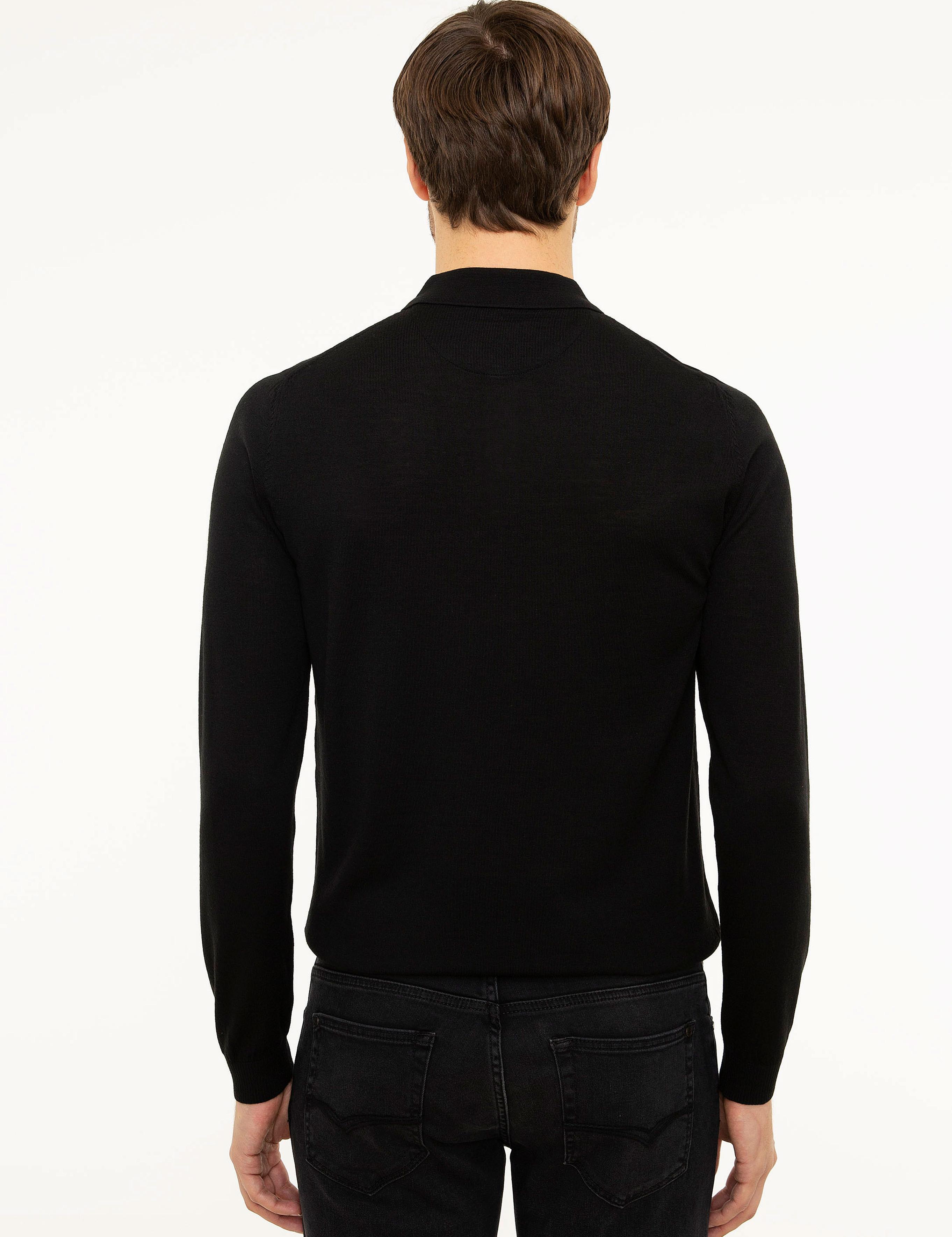 Siyah Polo Yaka Basic Kazak - 50211330044