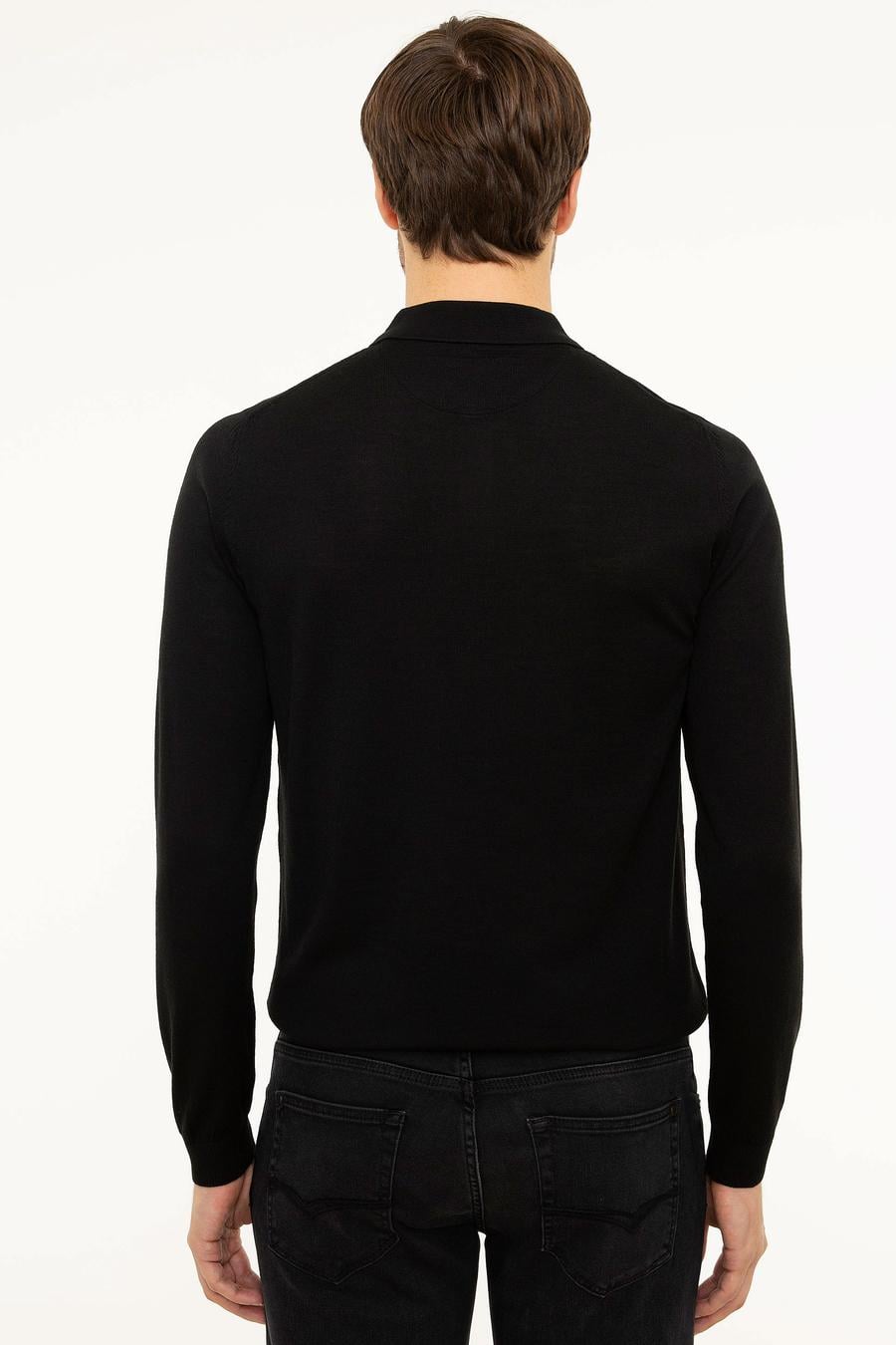 Siyah Polo Yaka Basic Kazak - 50211330044