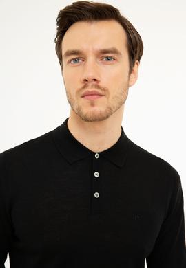Siyah Polo Yaka Basic Kazak