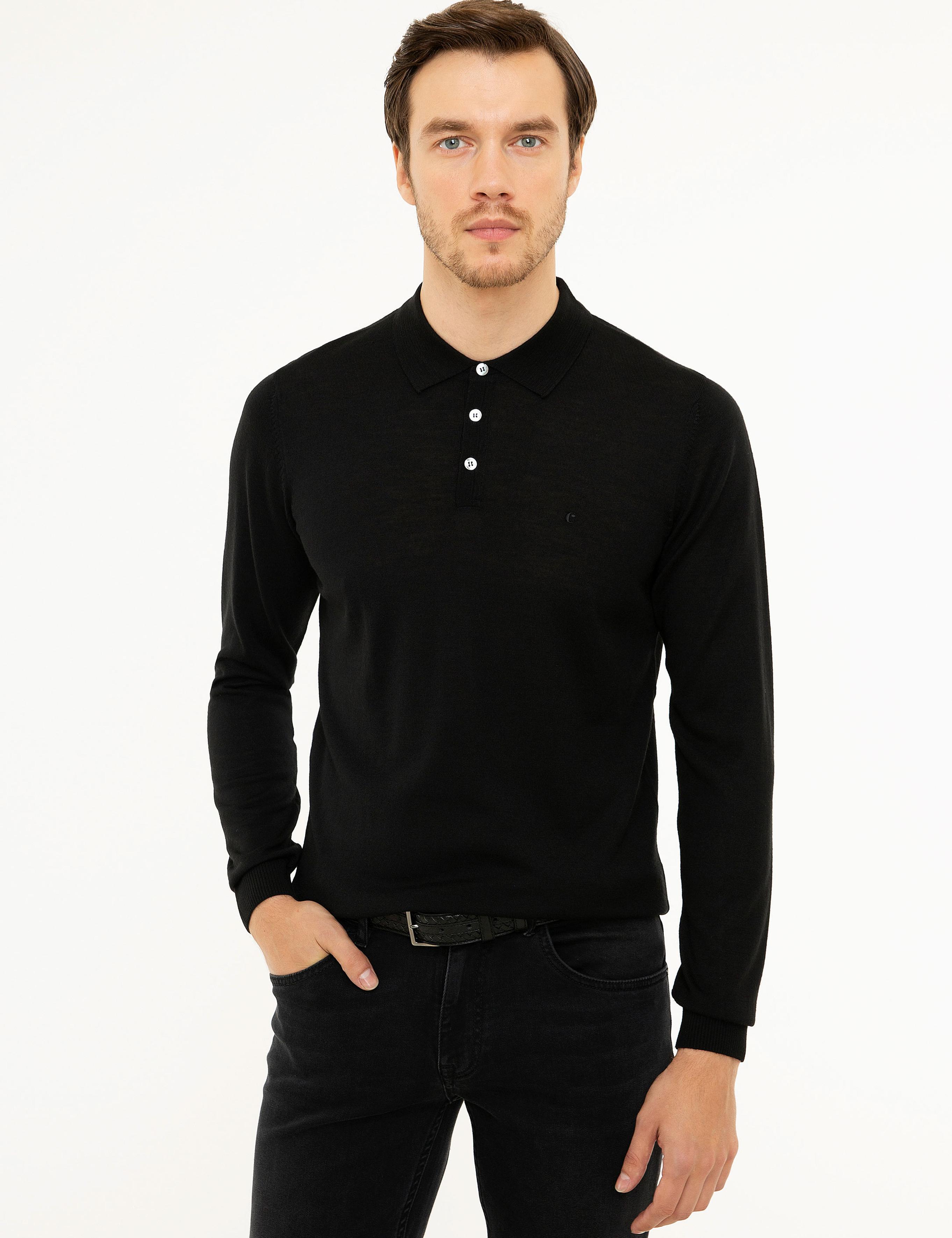 Siyah Polo Yaka Basic Kazak - 50211330044