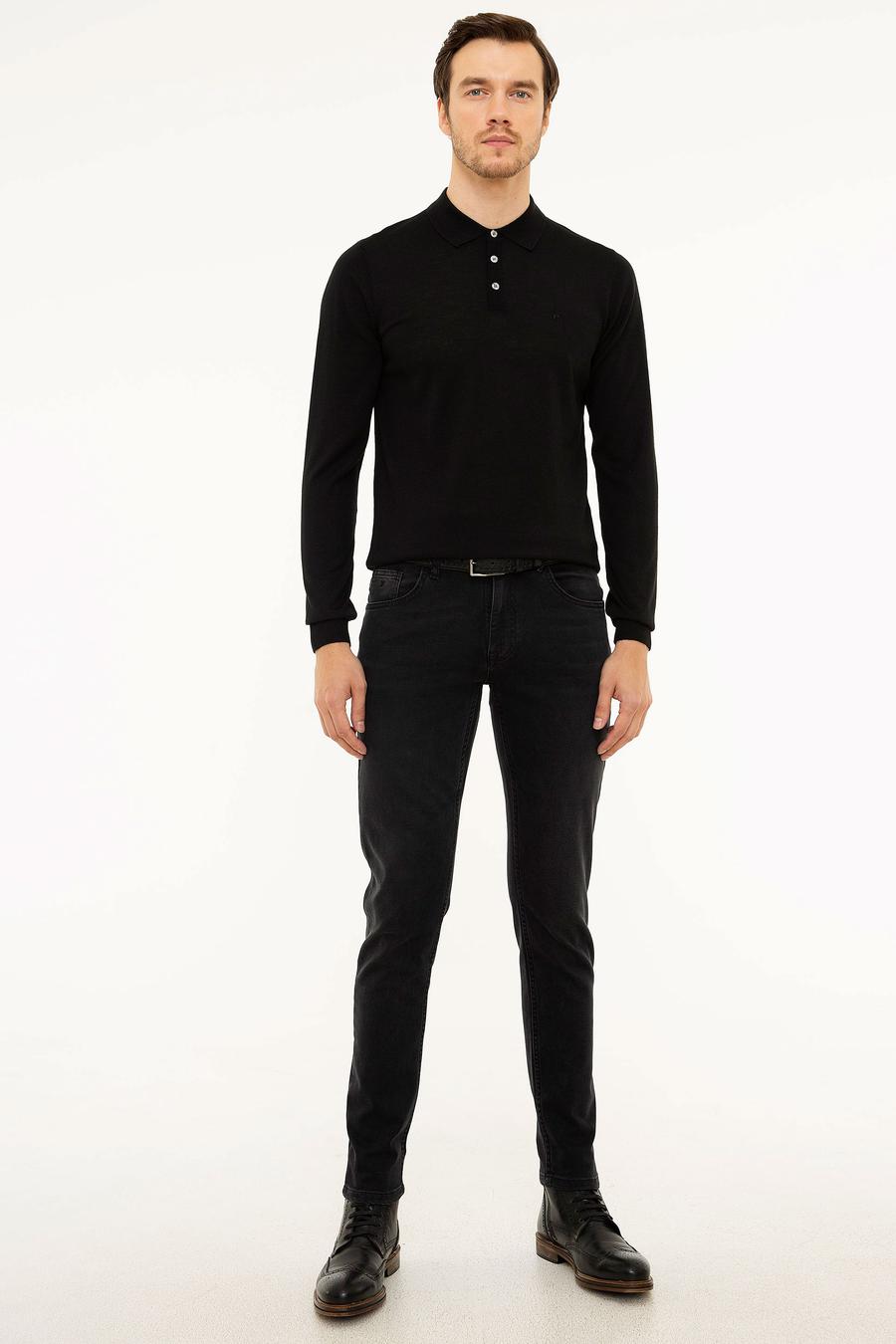 Siyah Polo Yaka Basic Kazak - 50211330044