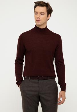 Bordo Slim Fit Yarım Balıkçı Basic Triko Kazak