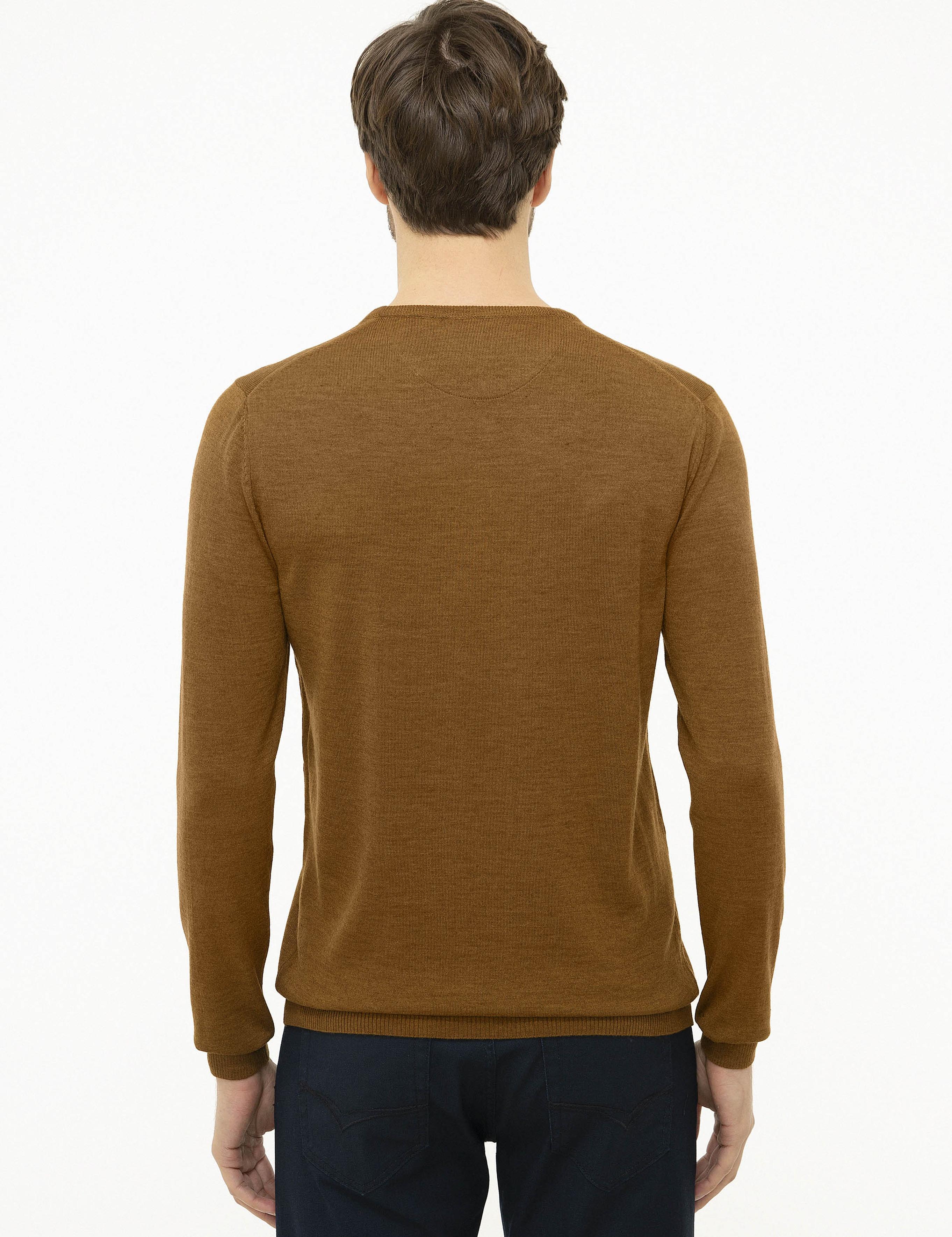 Sarı Slim Fit Bisiklet Yaka Basic Triko Kazak - 50211257058