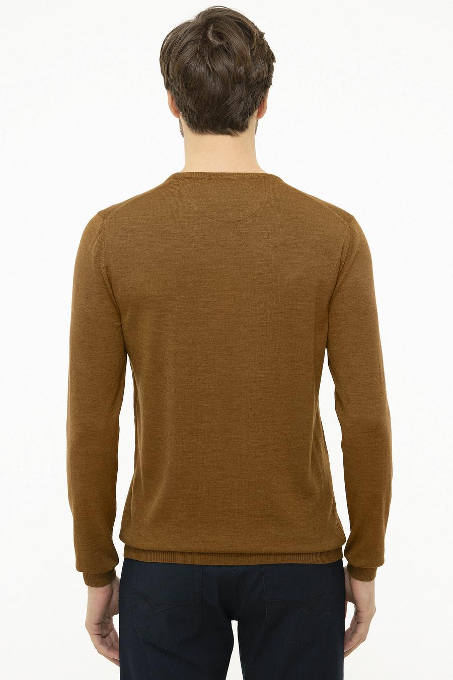 Sarı Slim Fit Bisiklet Yaka Basic Triko Kazak - 50211257058