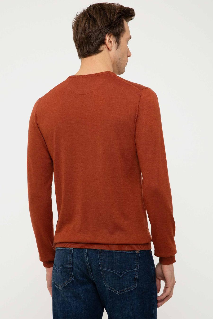 Turuncu Slim Fit Bisiklet Yaka Basic Triko Kazak - 50211257073