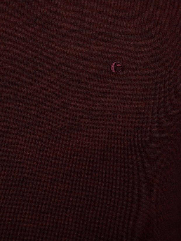 Bordo Slim Fit Balıkçı Yaka Basic Triko Kazak