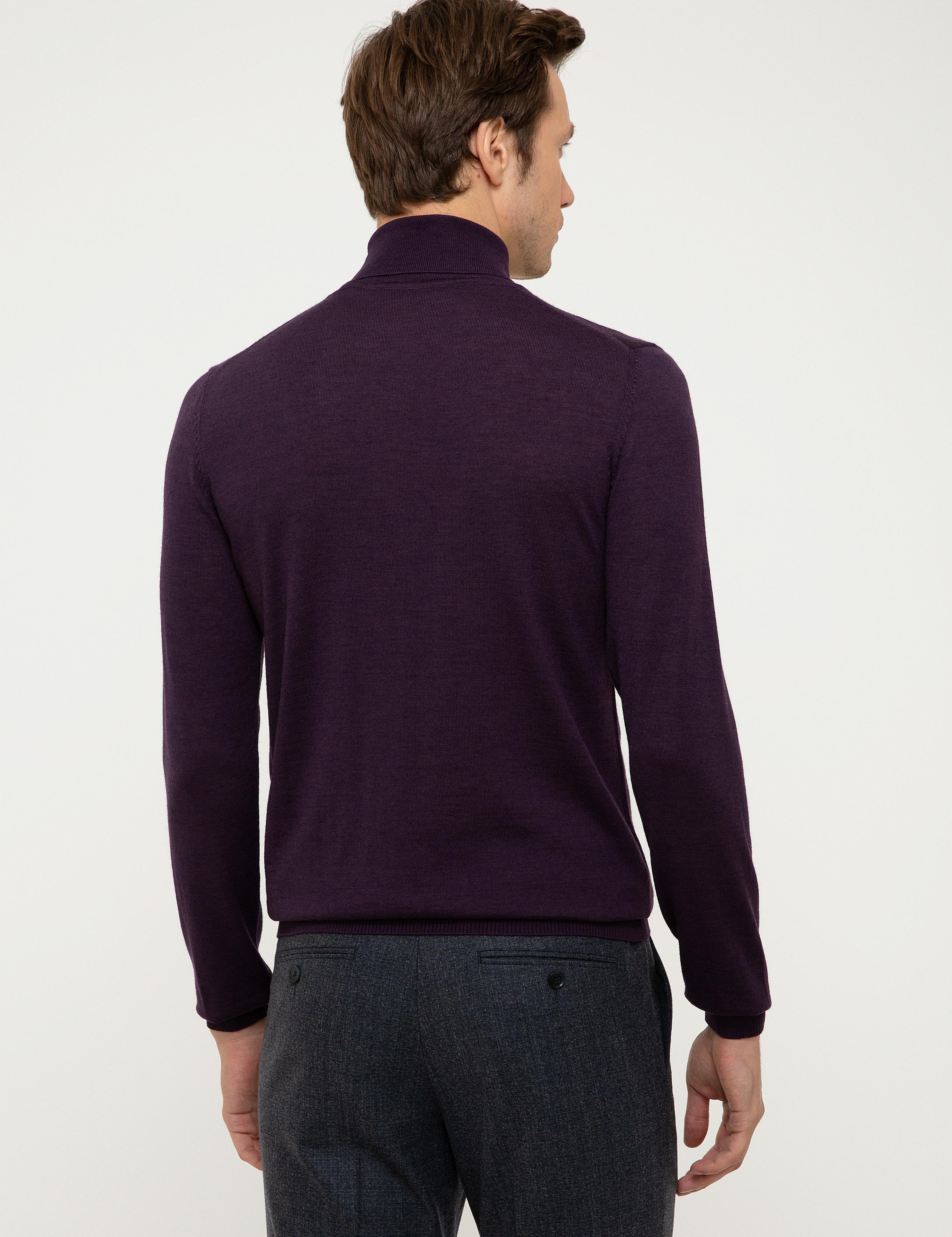 Mor Slim Fit Balıkçı Yaka Basic Triko Kazak - 50211329051