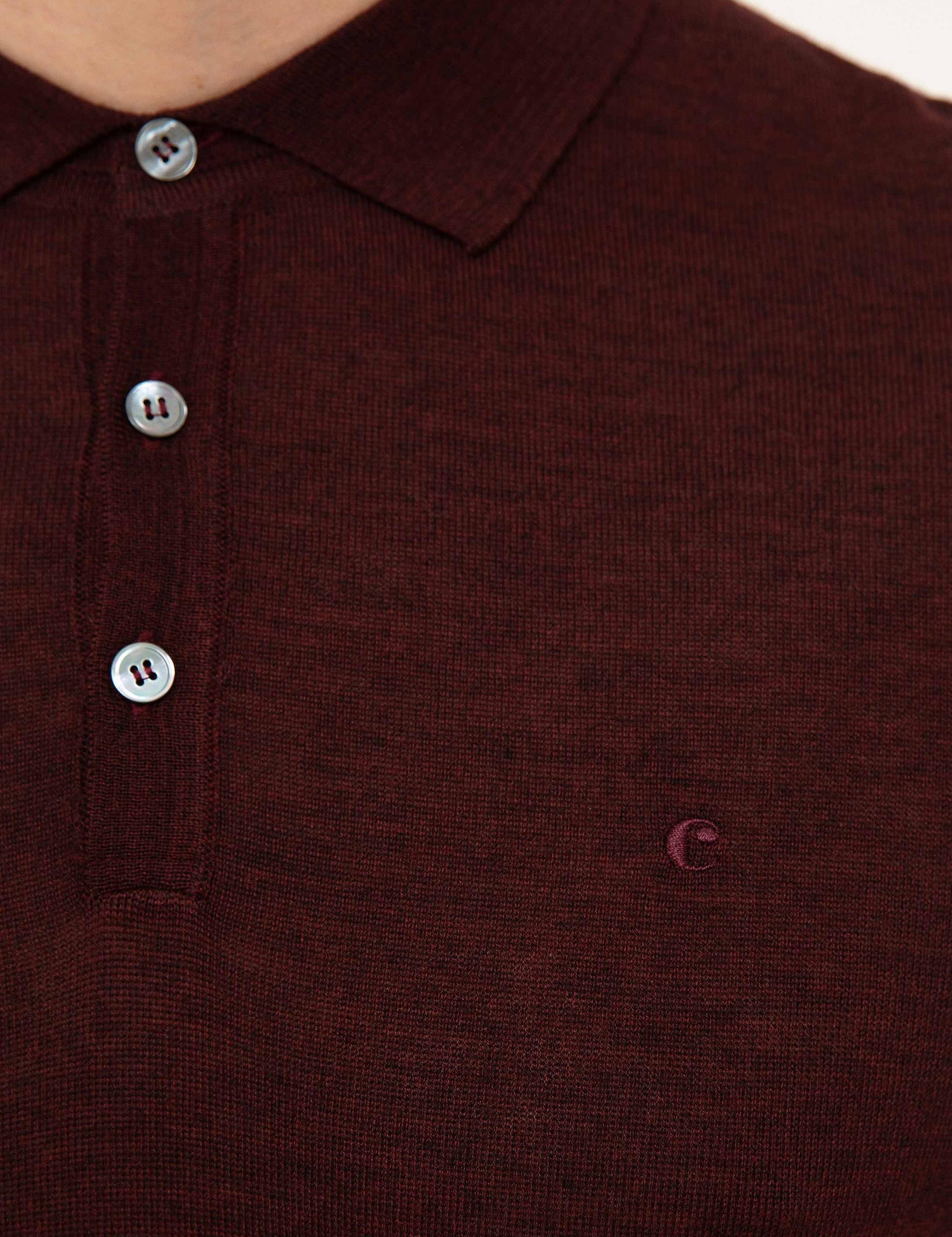 Bordo Slim Fit Polo Yaka Basic Triko Kazak - 50211330019